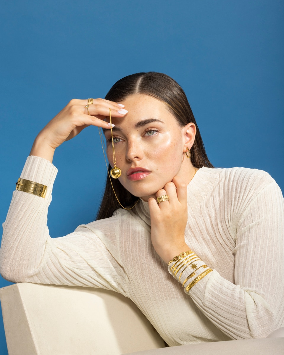 Pulseira Boho de Aço Acabada em Ouro Amarelo de 18k Dourado-5