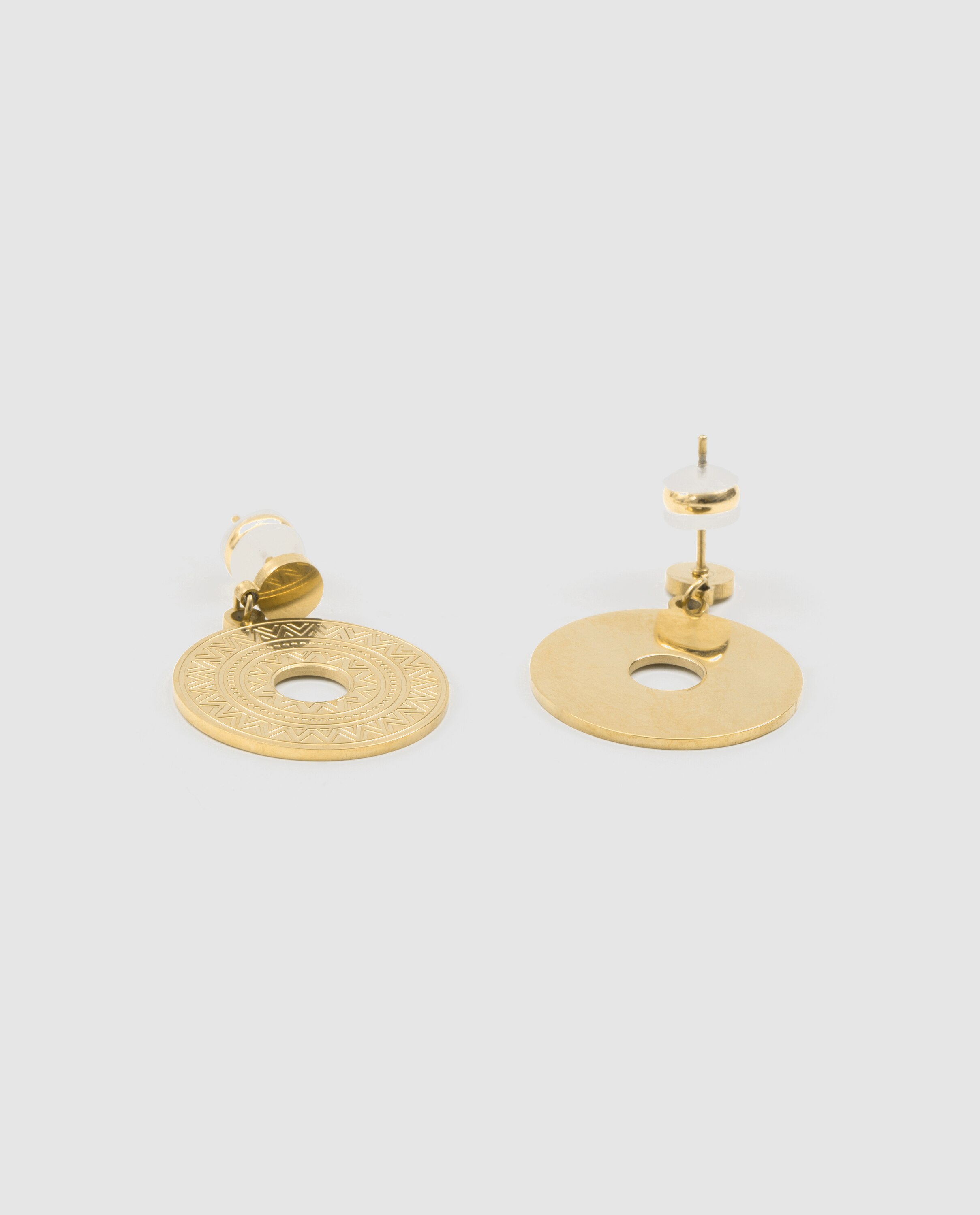 Brincos África Moda de Aço com Acabamentos em Ouro Amarelo de 18 Quilates Ouro-6