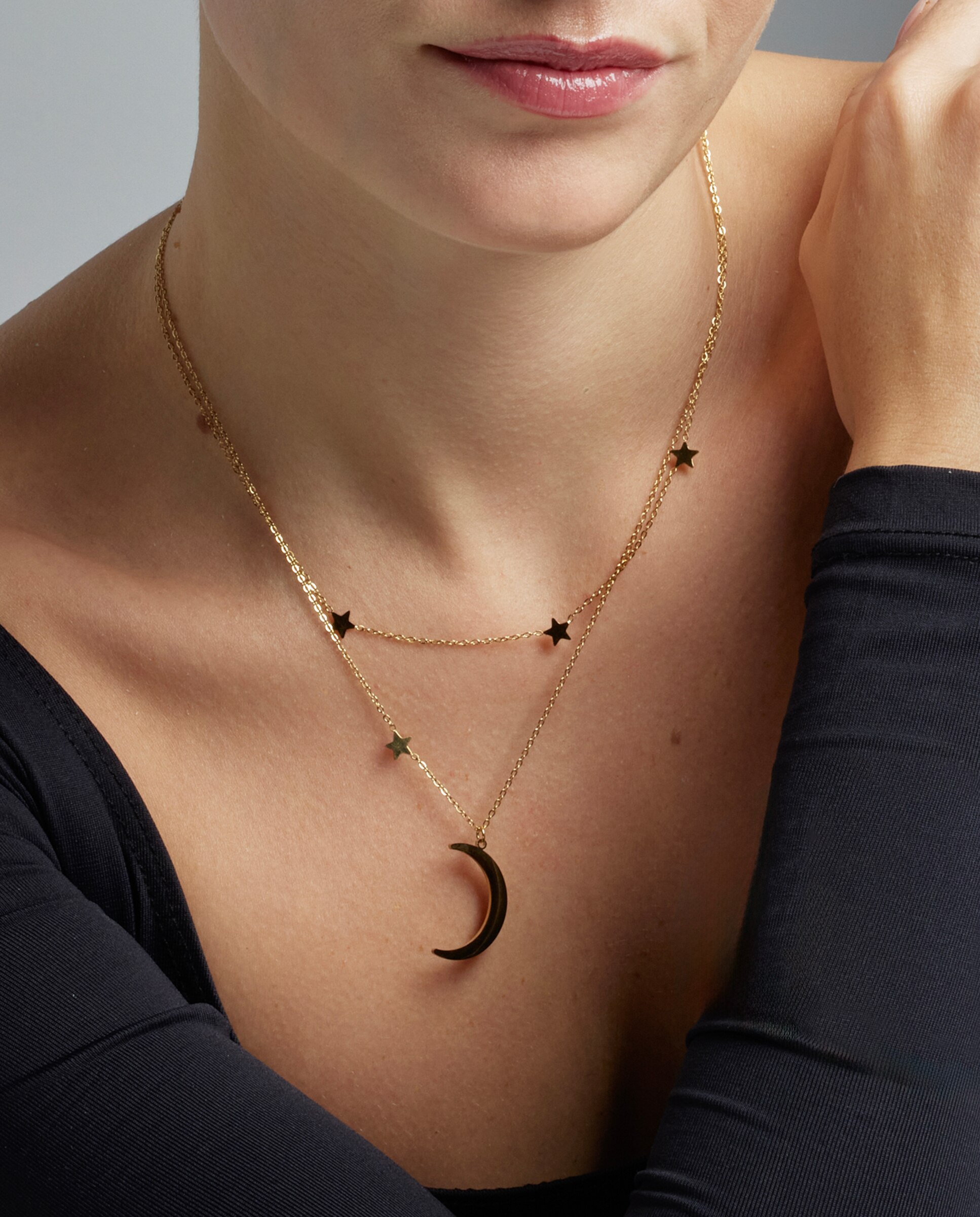 Colar Basic de Aço com Acabamento em Ouro Amarelo de 18 Quilates Ouro-4