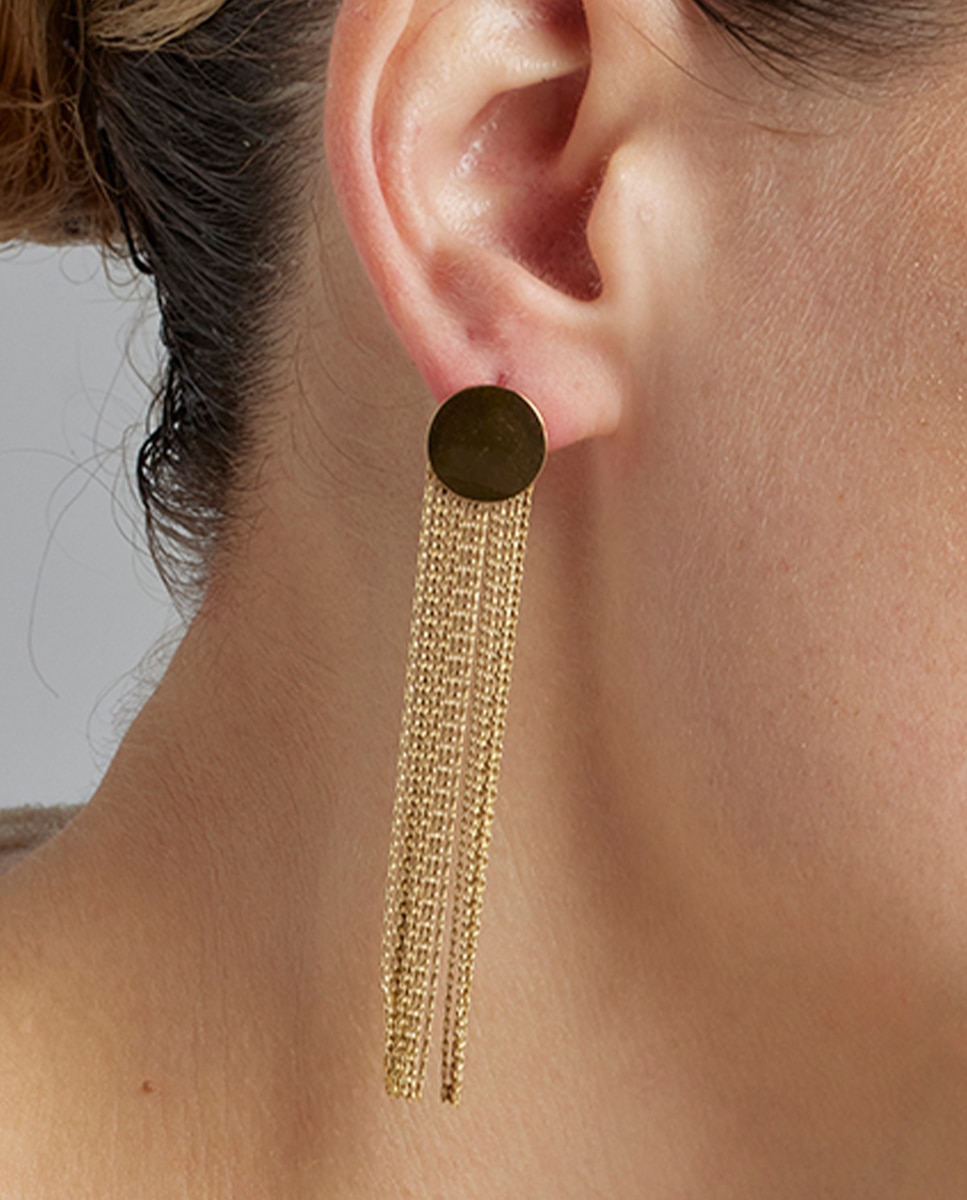 Brincos Basic de Aço com Acabamentos em Ouro Amarelo de 18 Quilates Ouro-3