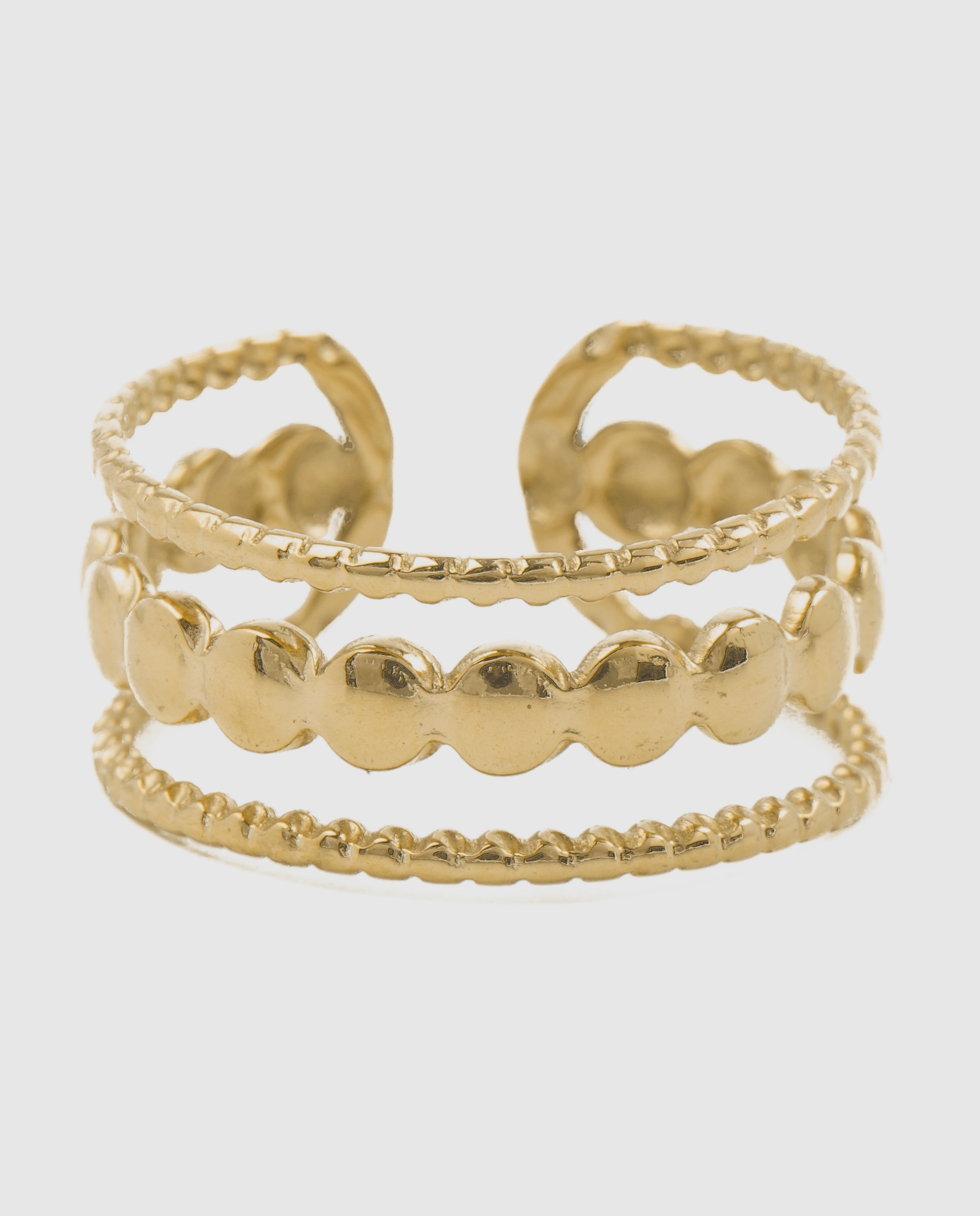 Anel de Aço Ajustável Basic com Acabamento em Aço Hipoalergénico Ouro-6