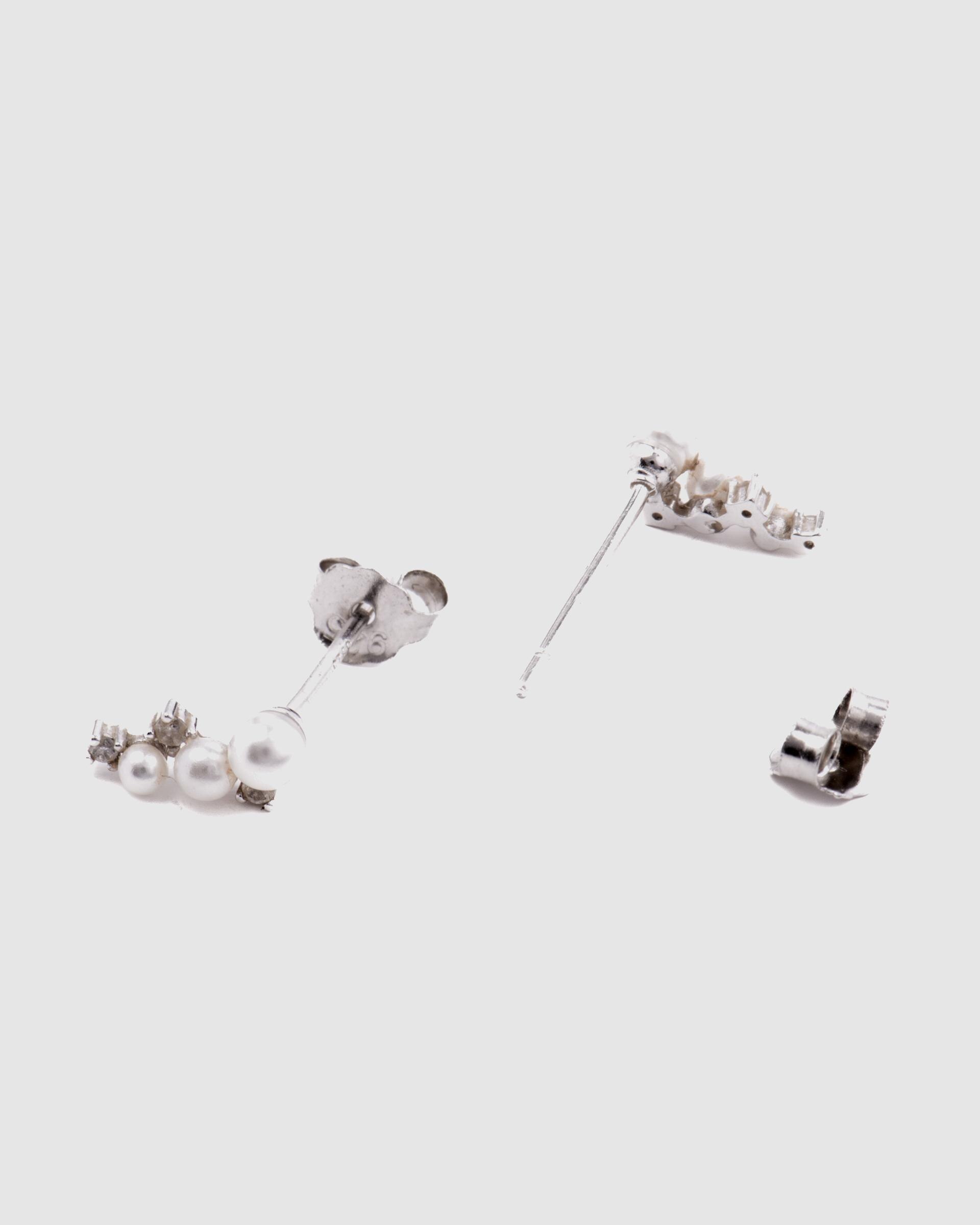 Brincos Essential acabado em Ródio com Pérola Branca Branco-3