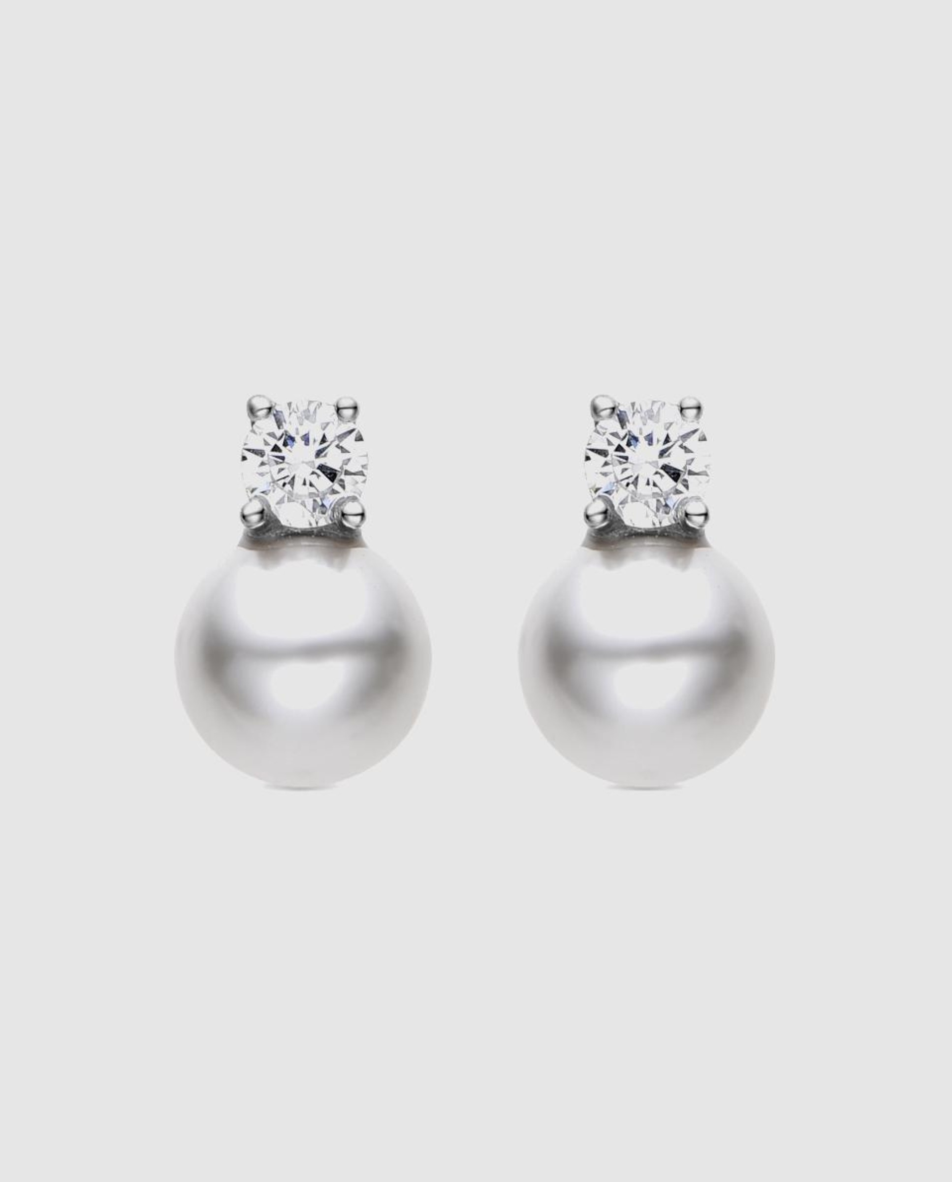 Brincos Essential de Prata de Lei 925 Acabados em Ródio com Pérola Branca Branco-1