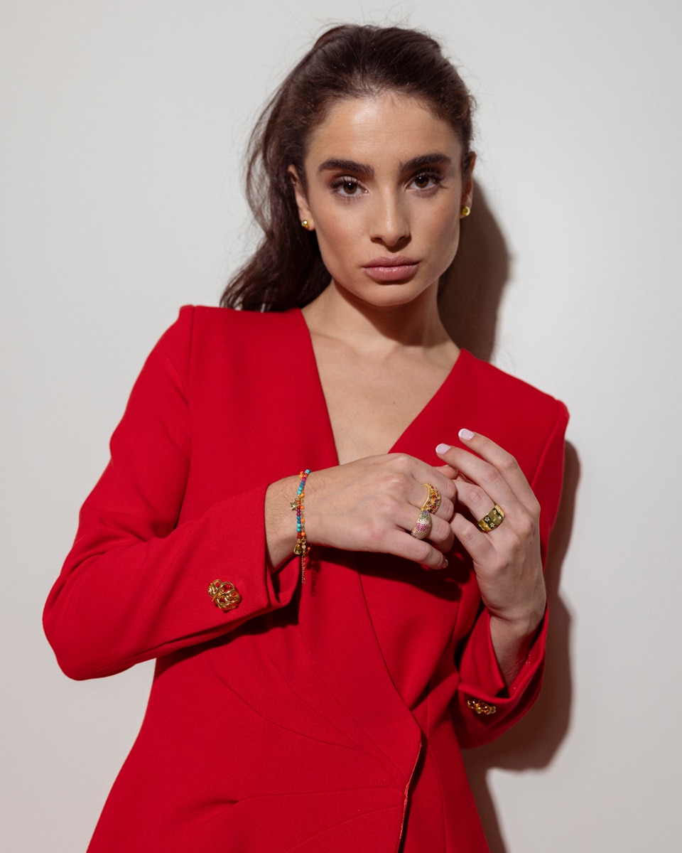 Anel Ajustável África Moda com Acabamento em Ouro Amarelo de 18 Quilates e Zirconita Multicolor Ouro-2