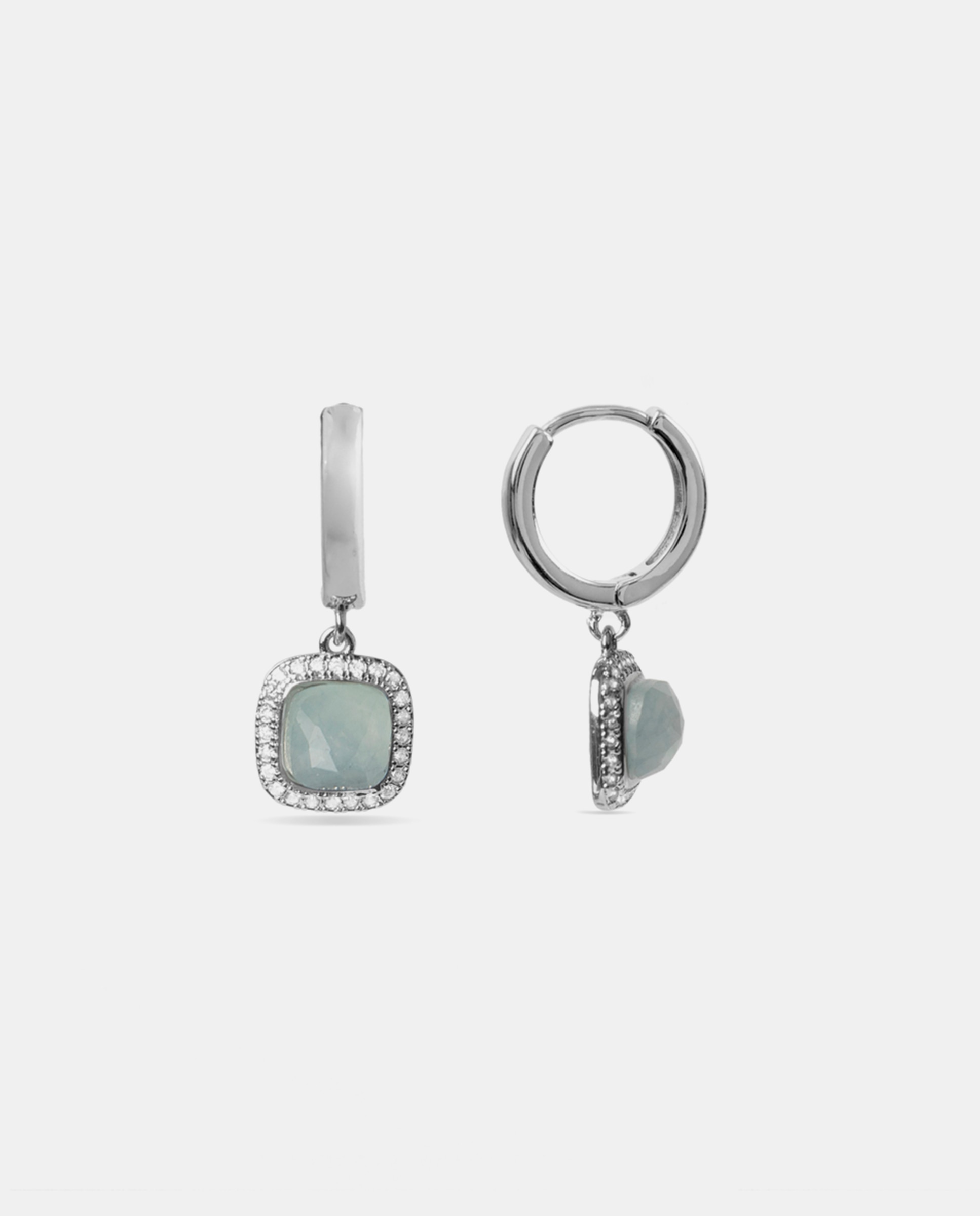 Brincos Basic Acabados em Ródio com Cristal Azul Azul / Cinzento-1