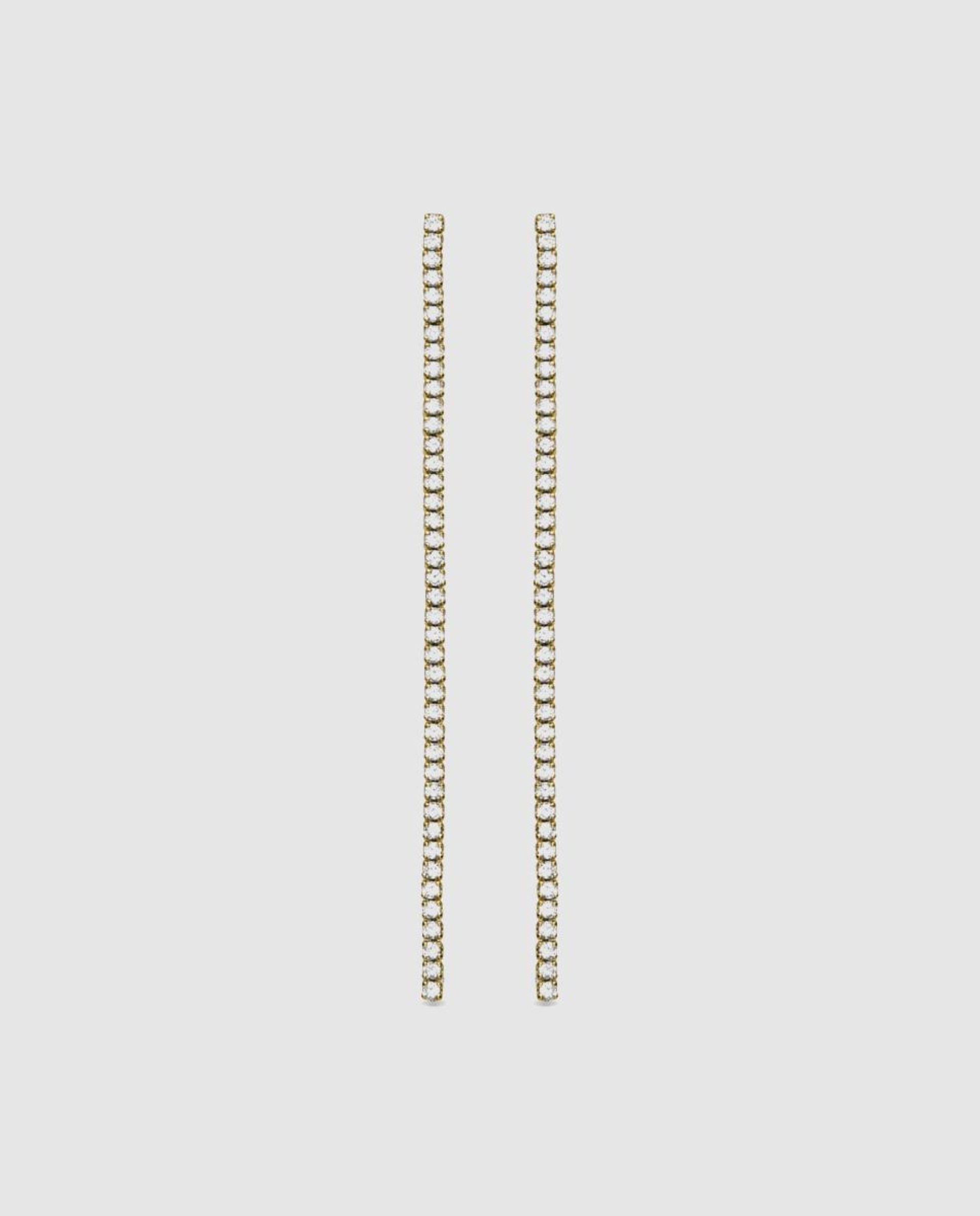 Brincos Trendy de Prata de Lei 925 com Acabamento em Ouro de 18 Quilates e Zirconita Brilhante Branco-1