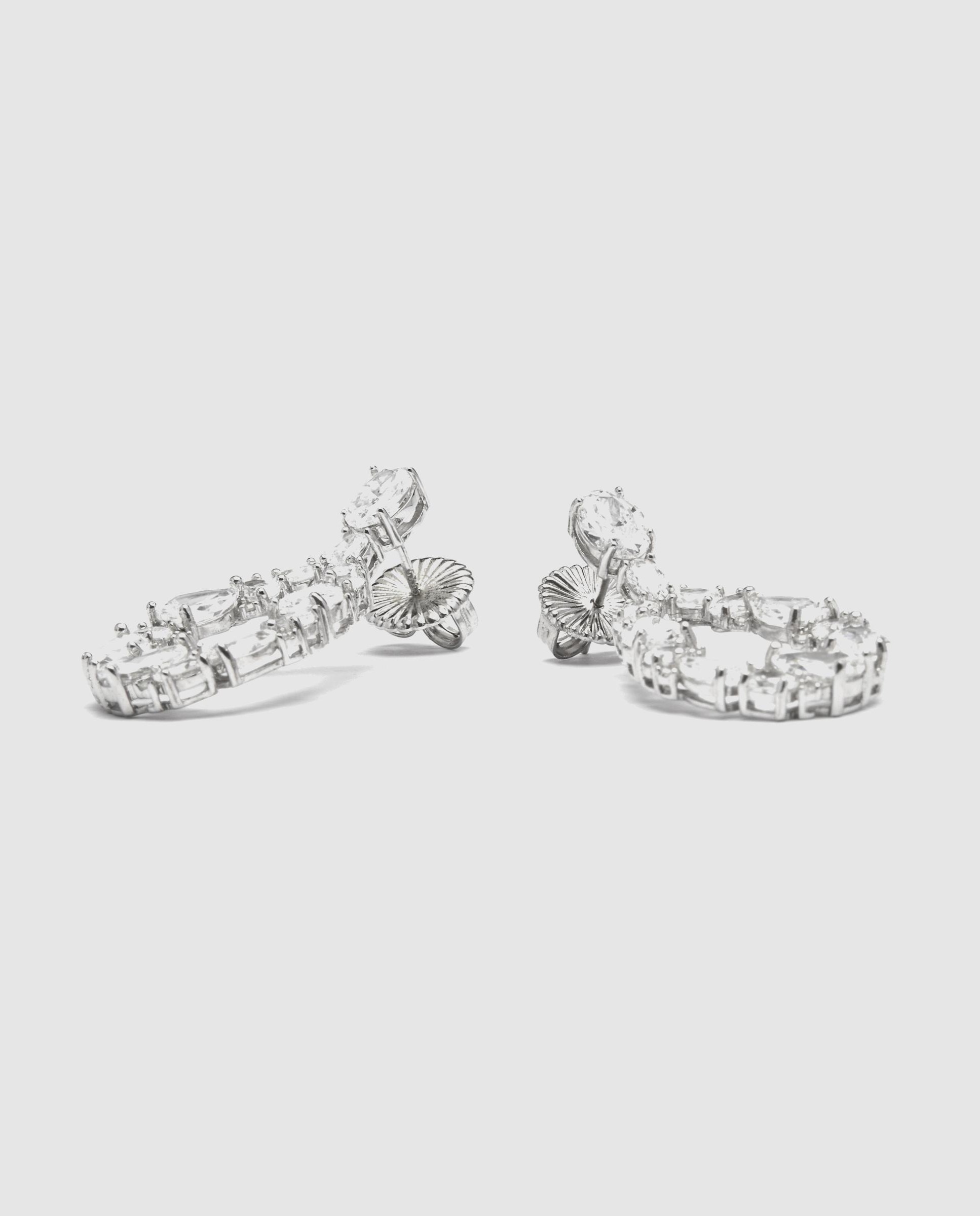 Brincos Momentos para Brilhar de Prata de Lei 925 com Acabamentos em Ródio e Zirconita Brilhante Branco-3