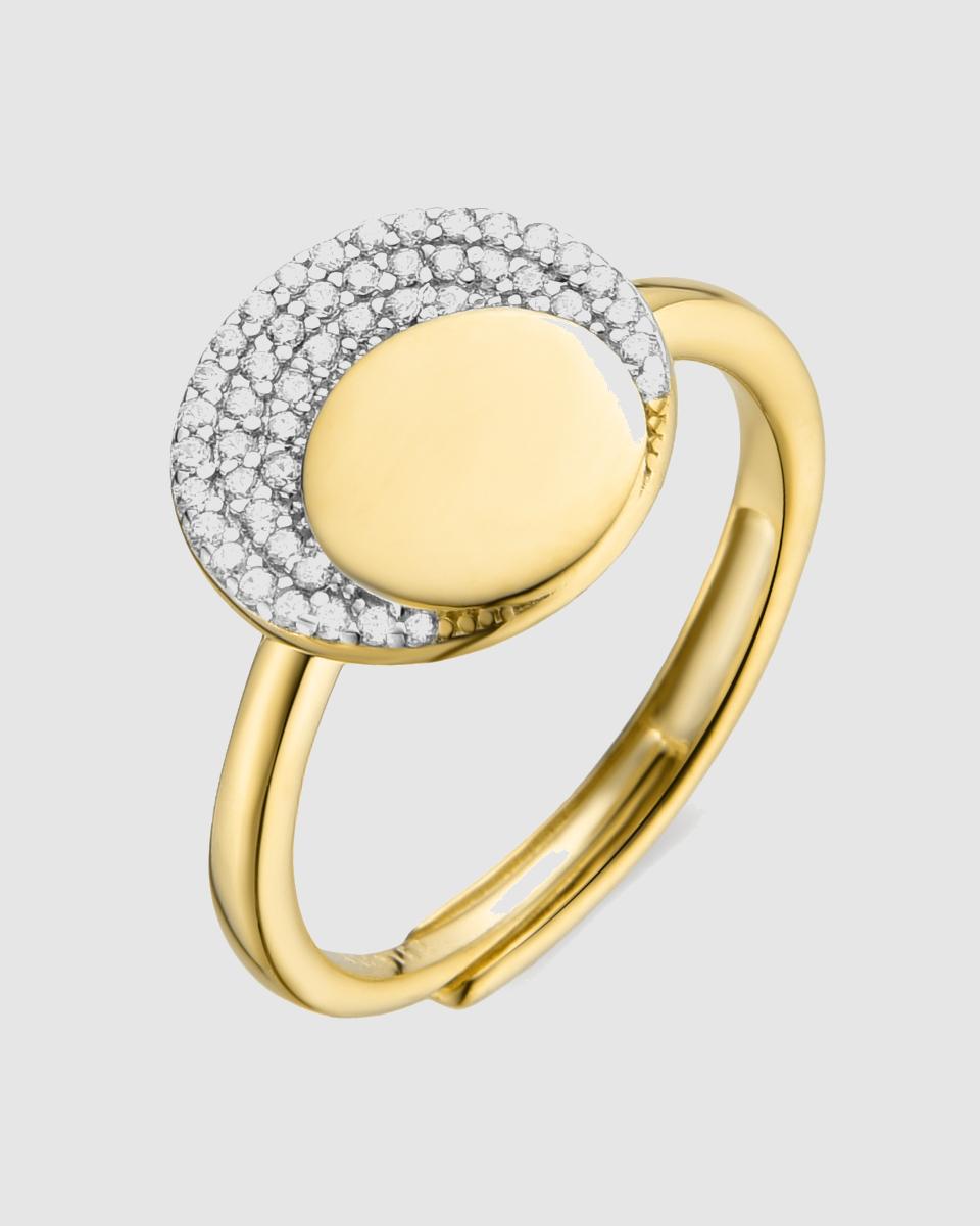 Anel Momentos para Brilhar com Acabamento em Ouro de 18k e Zirconita Brilhante Branco-1