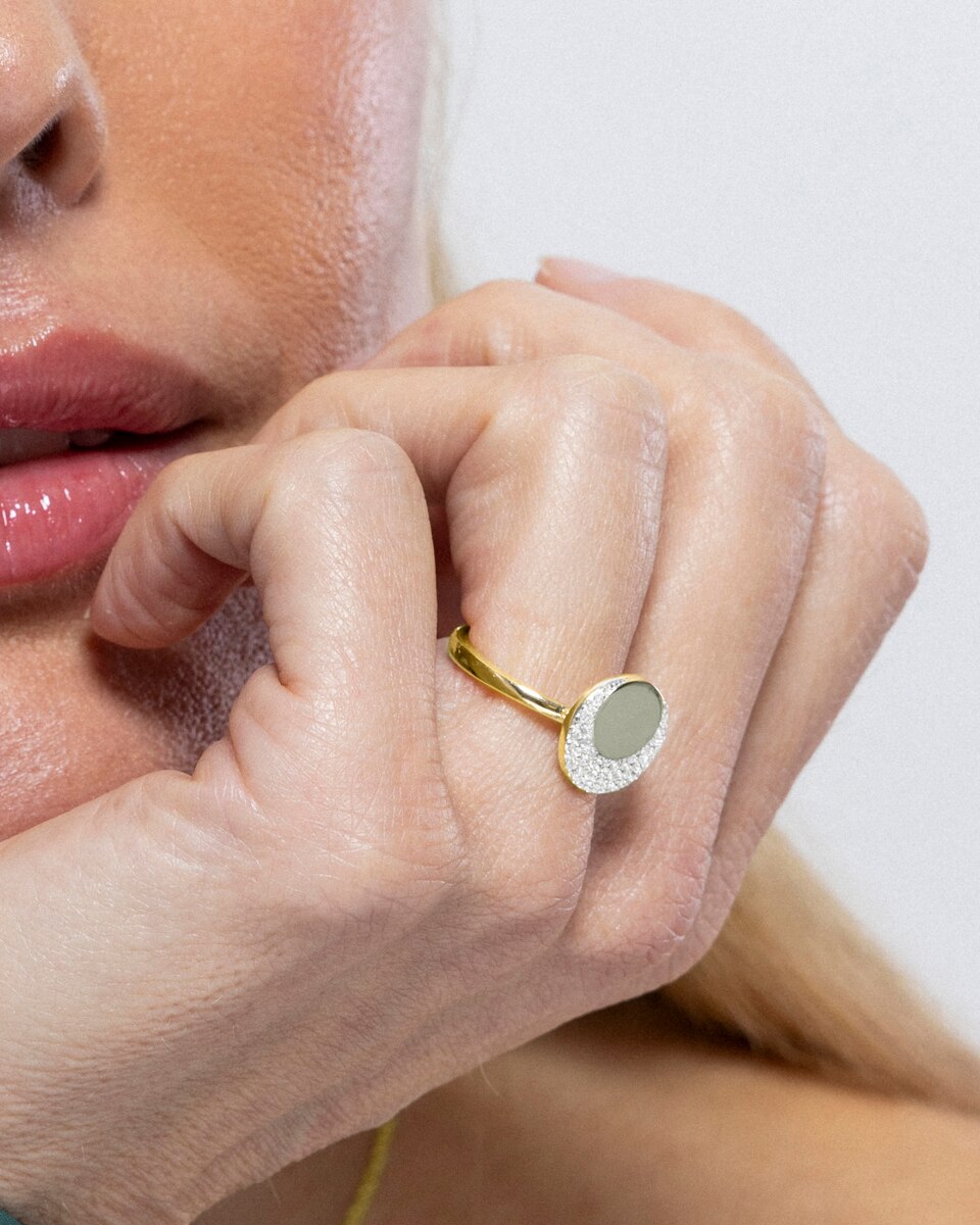 Anel Momentos para Brilhar com Acabamento em Ouro de 18k e Zirconita Brilhante Branco-4
