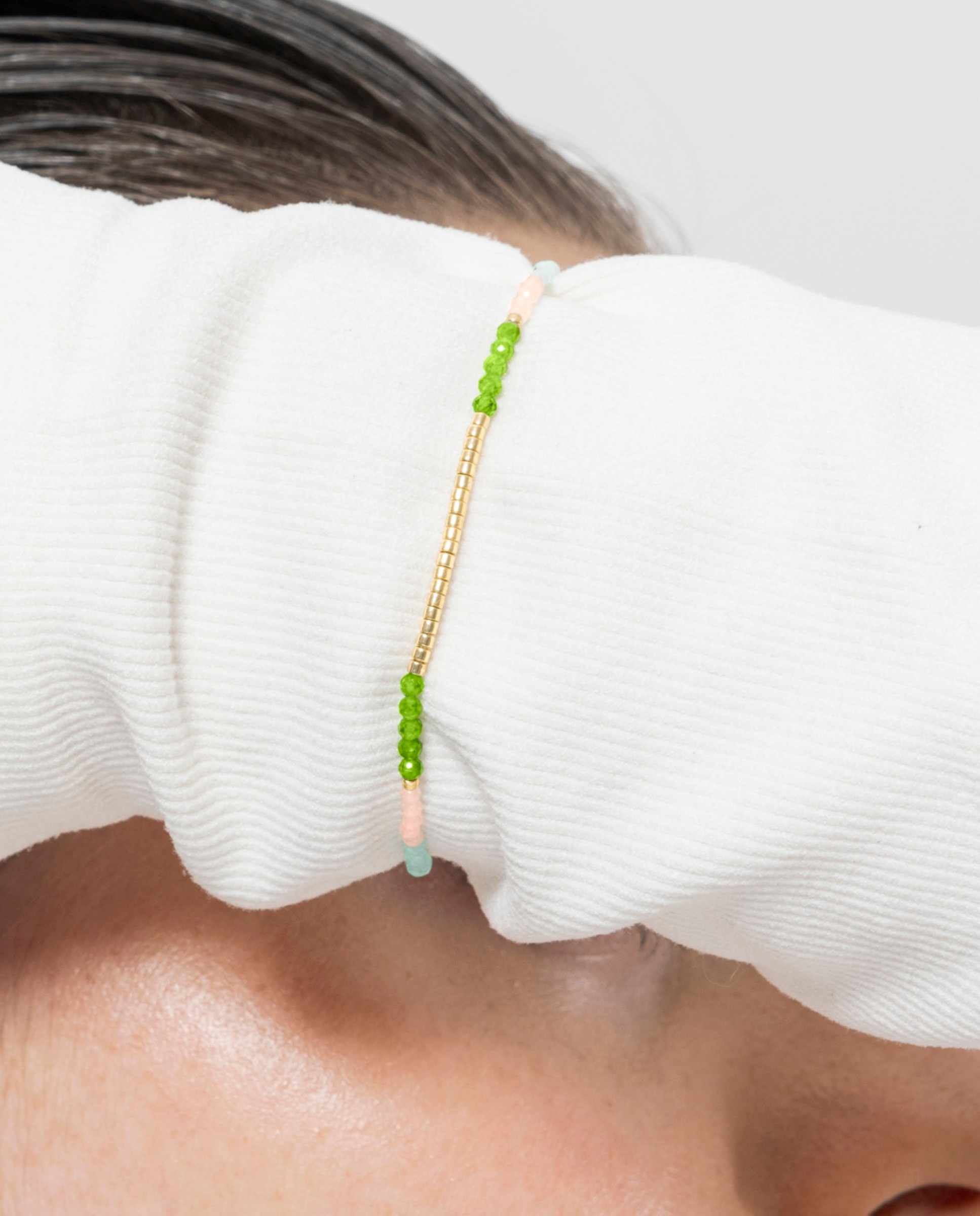 Pulseira de Corrente Make a Wish de Prata de Lei 925 Acabada em Ouro Amarelo de 18 Quilates com Cristal Verde Verde-3