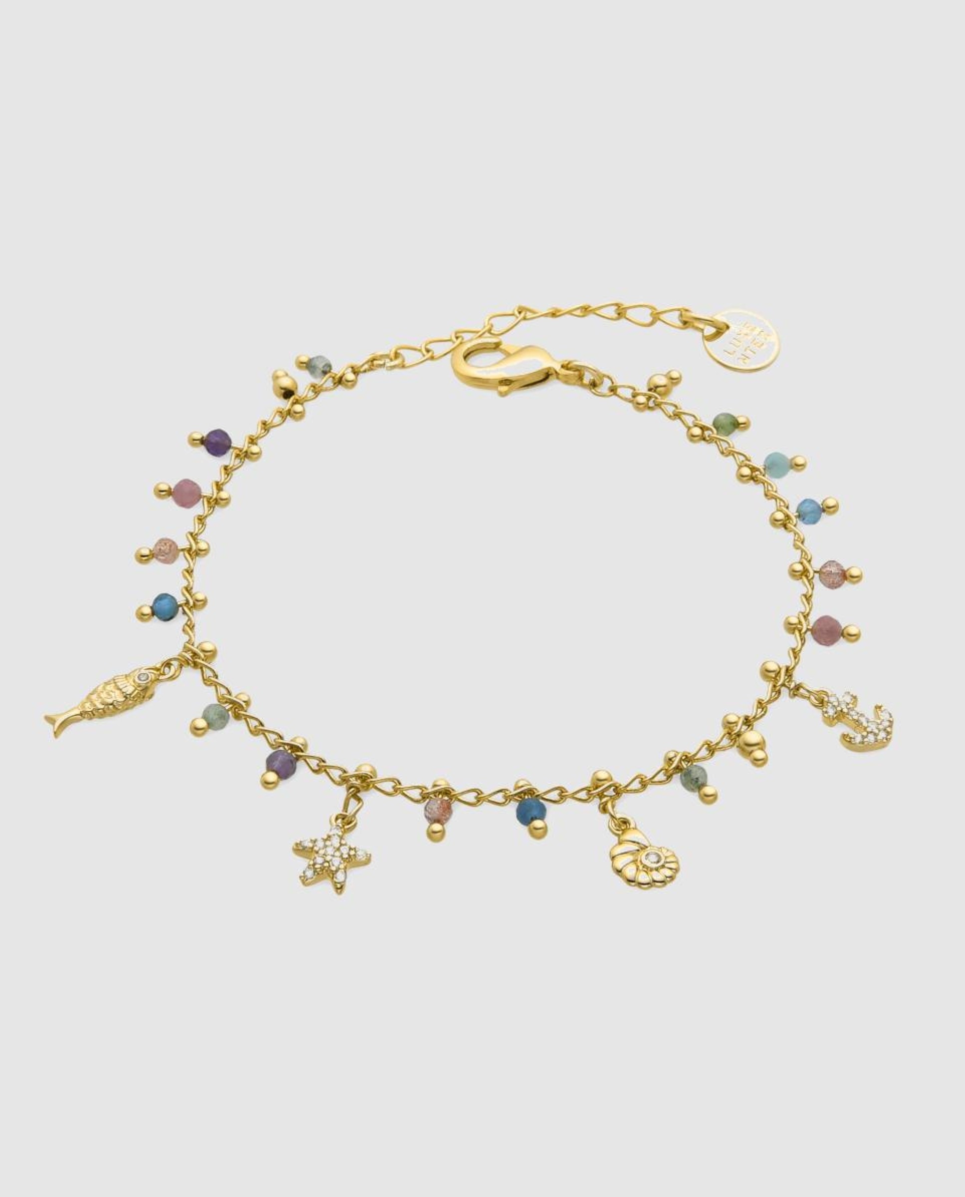 Imagem 0 de Pulseira Pide Un Deseo de Prata de Lei 925 Acabada em Ouro Amarelo de 18 Quilates com Cristal Multicolor