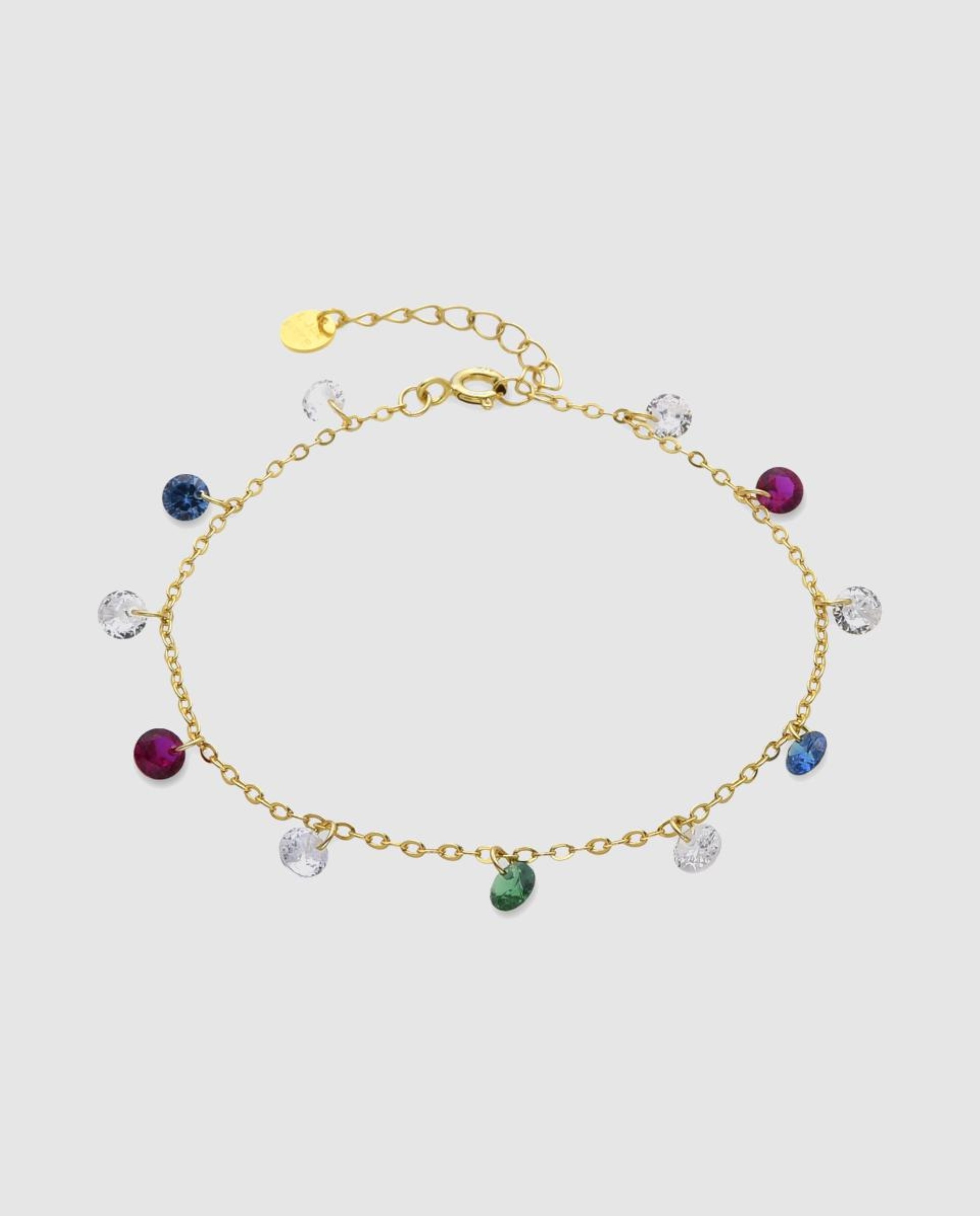Imagem 0 de Pulseira Pide Un Deseo de Prata de Lei 925 Acabada em Ouro Amarelo de 18 Quilates com Zirconita Multicolor