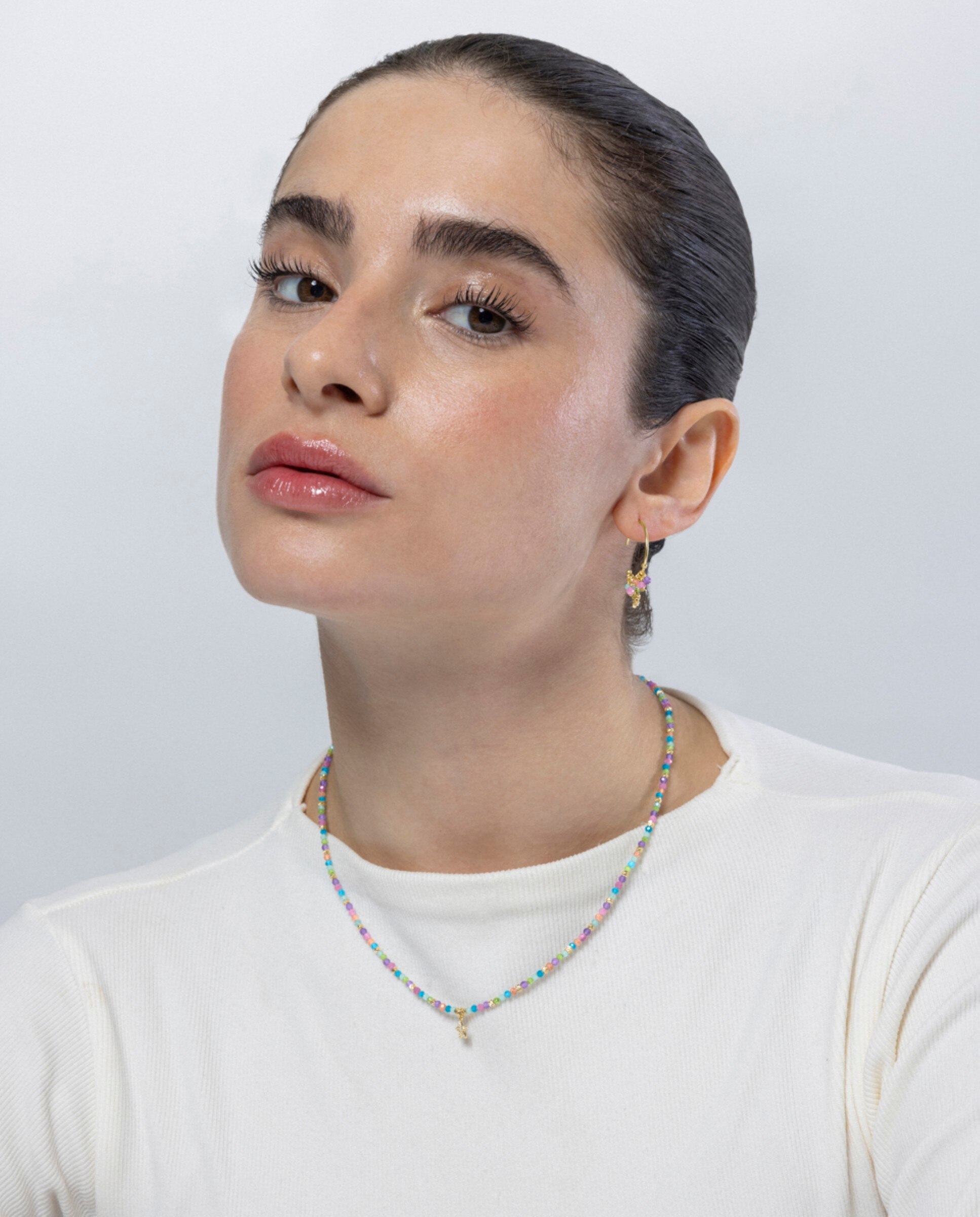 Brincos de Aro Pide Un Deseo de Prata de Lei 925 com Acabamento em Ouro Amarelo 18 Quilates com Cristal Multicolor Multicolor-4