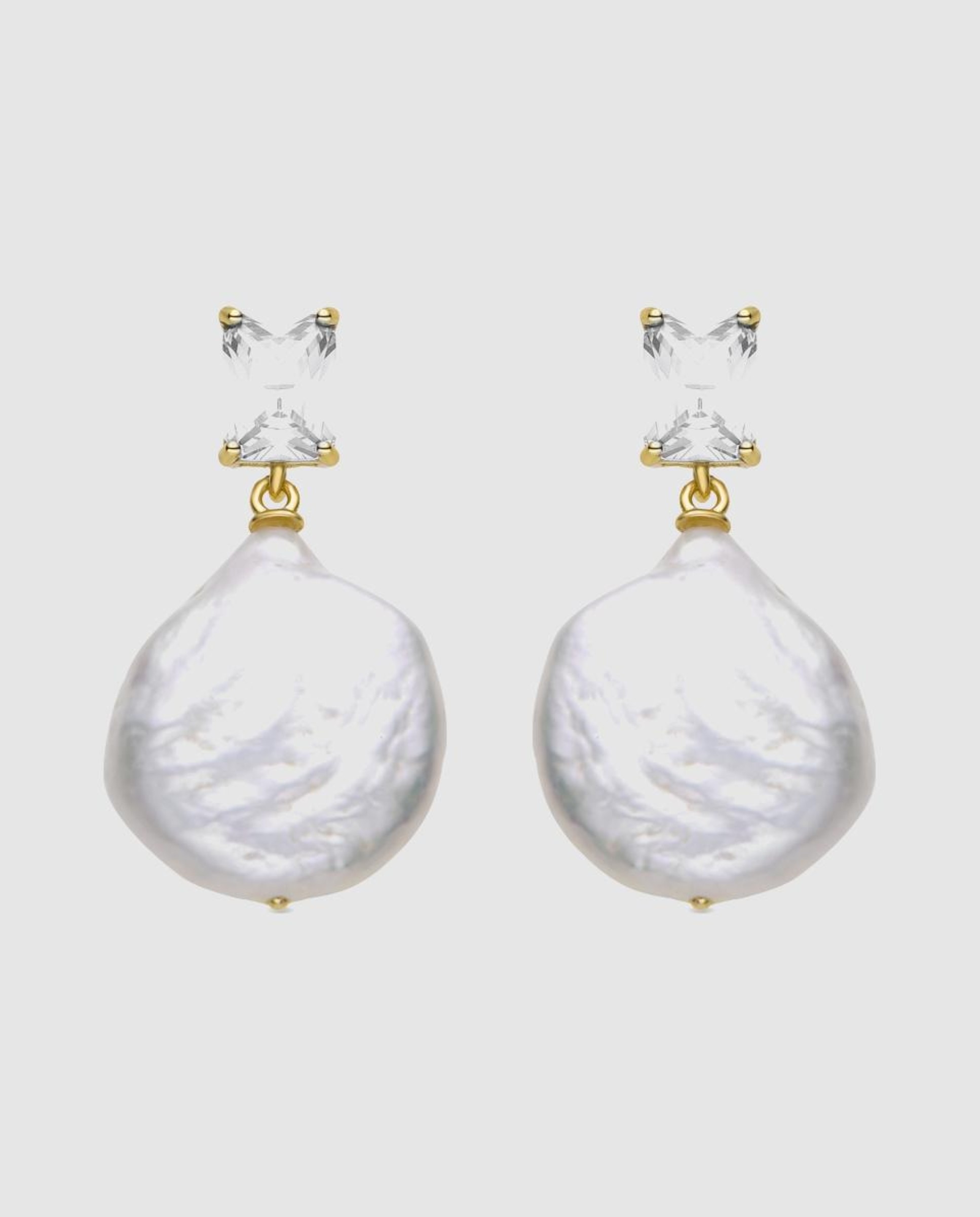 Brincos Momentos para Brilhar de Prata de Lei 925 com Acabamentos em Ouro Amarelo de 18 Quilates e Pérola Branca Branco-1