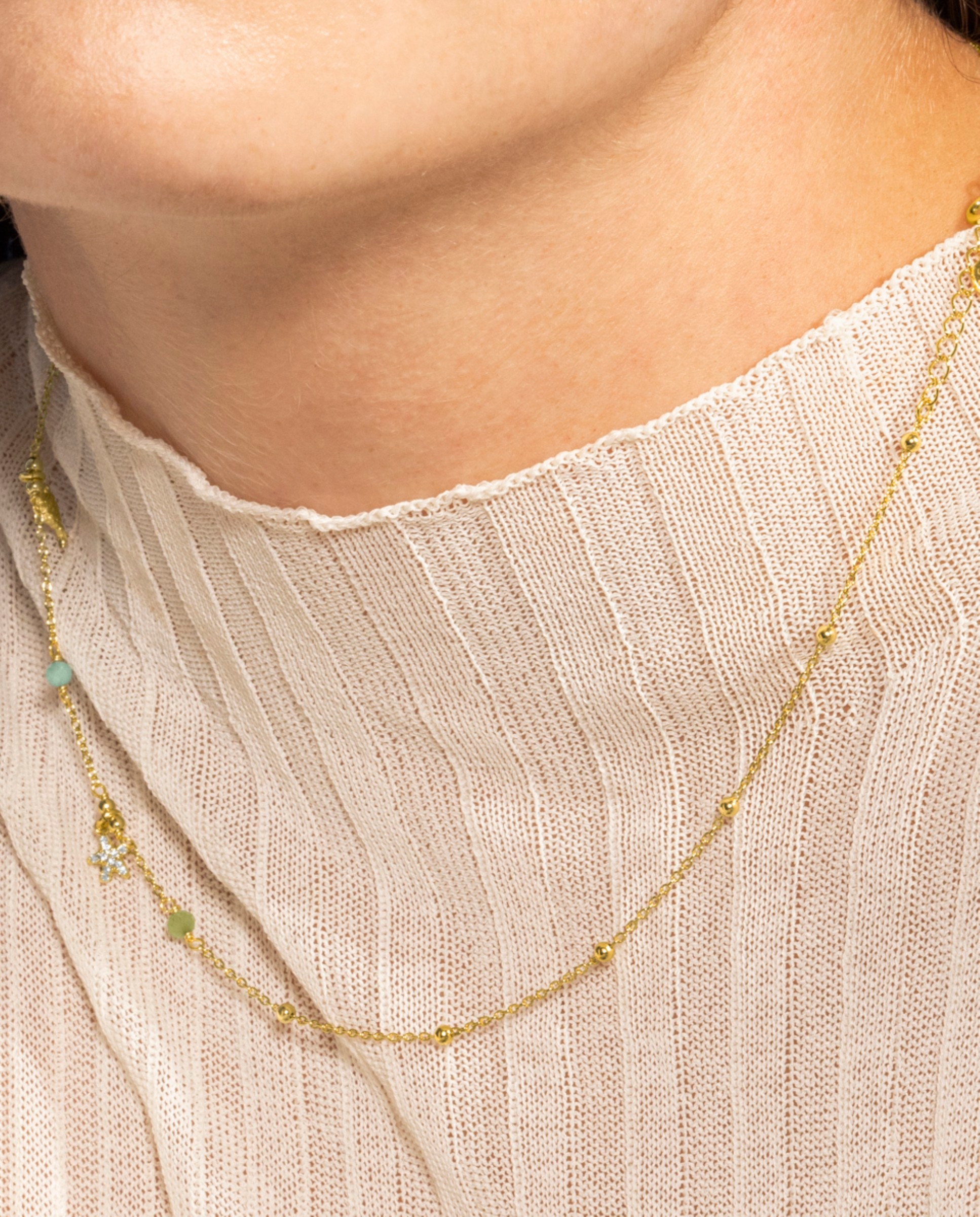 Colar Pide Un Deseo de Prata de Lei 925 com Acabamento em Ouro Amarelo de 18 Quilates e Cristal Multicolor Multicolor-3