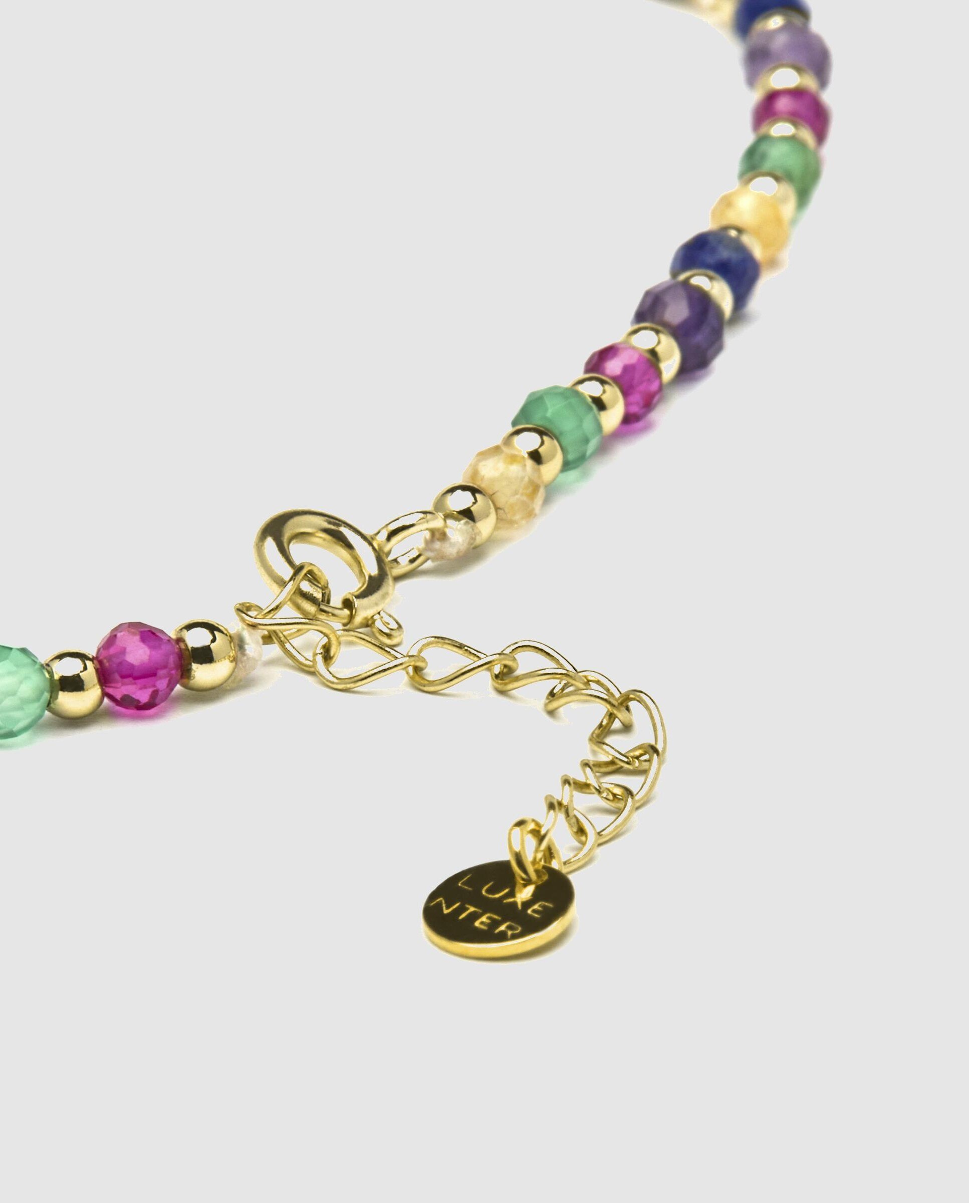 Colar Trendy de Prata de Lei 925 com Acabamento em Ouro Amarelo de 18 Quilates e Cristal Multicolor Multicolor-5