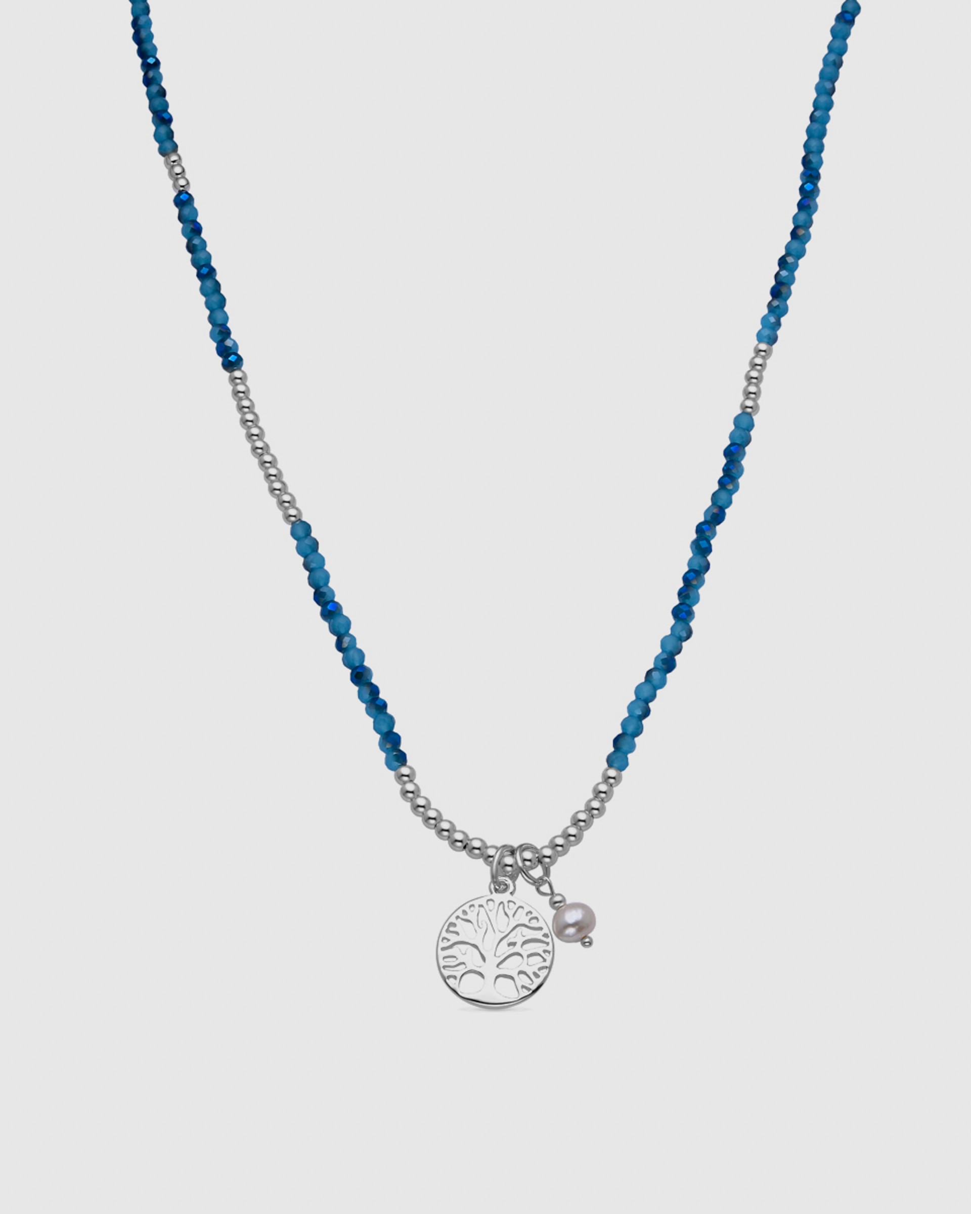 Colar Keum Acabado em Ródio e Azul Multicolor-1