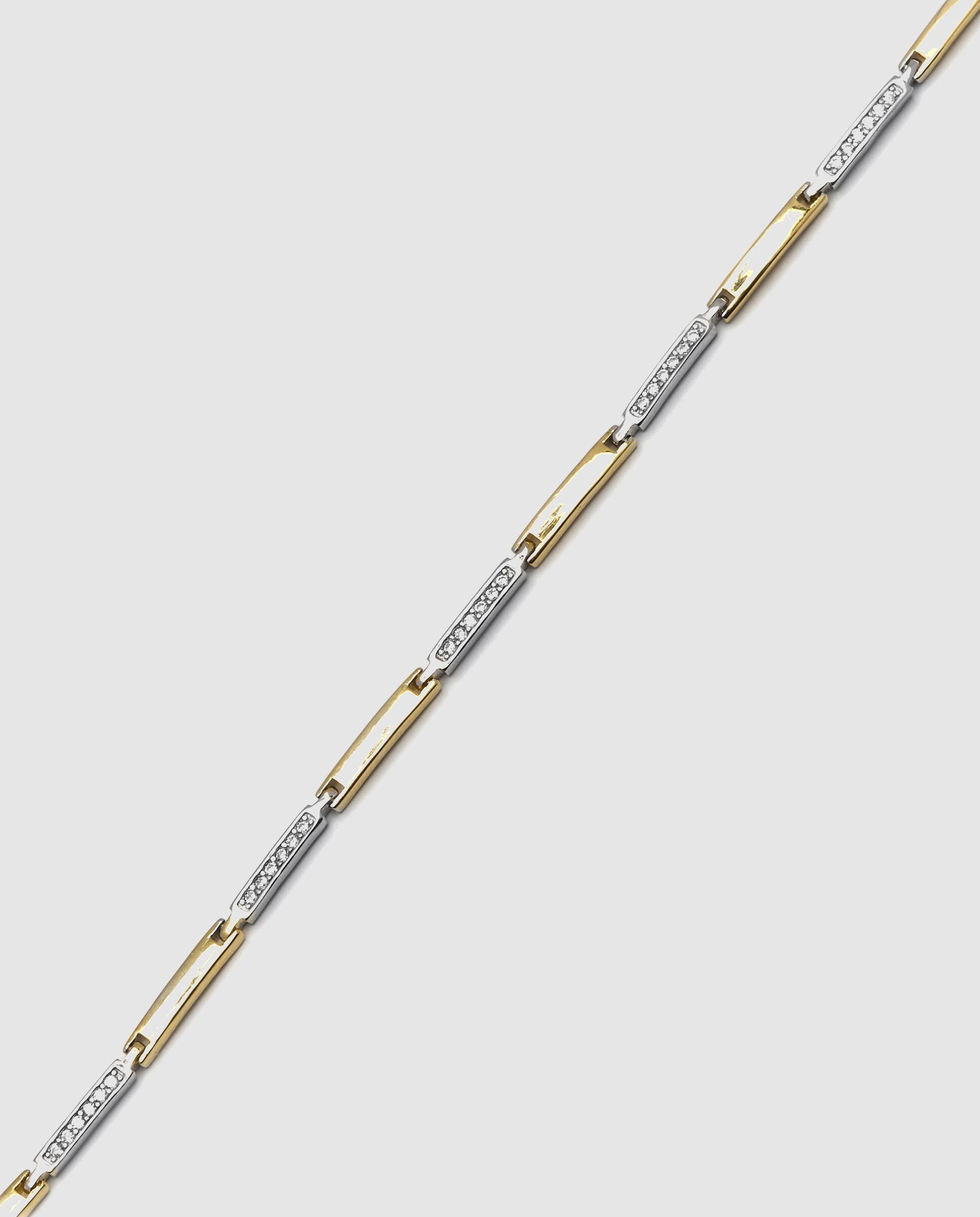 Pulseira de Elos Momentos para Brilhar de Prata de Lei 925 Acabada em Ouro de 18 Quilates com Zirconita Brilhante Branco-6