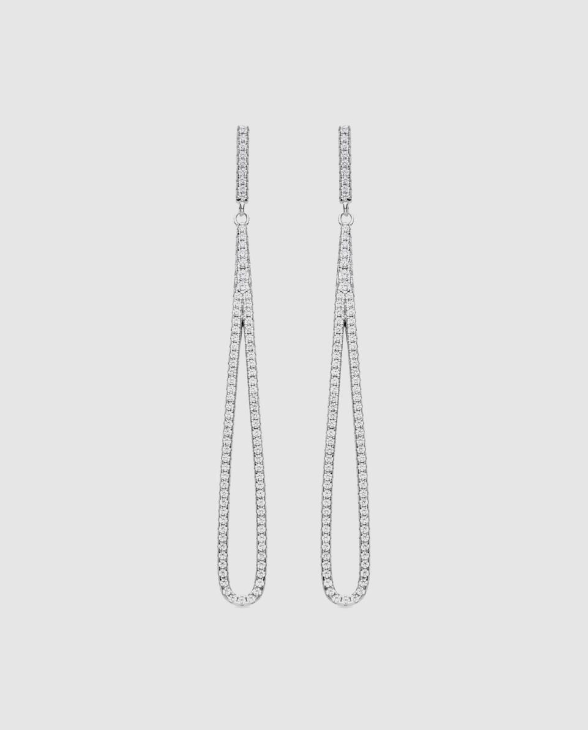 Brincos Momentos para Brilhar de Prata de Lei 925 com Acabamentos em Ródio e Zirconita Brilhante Branco-1