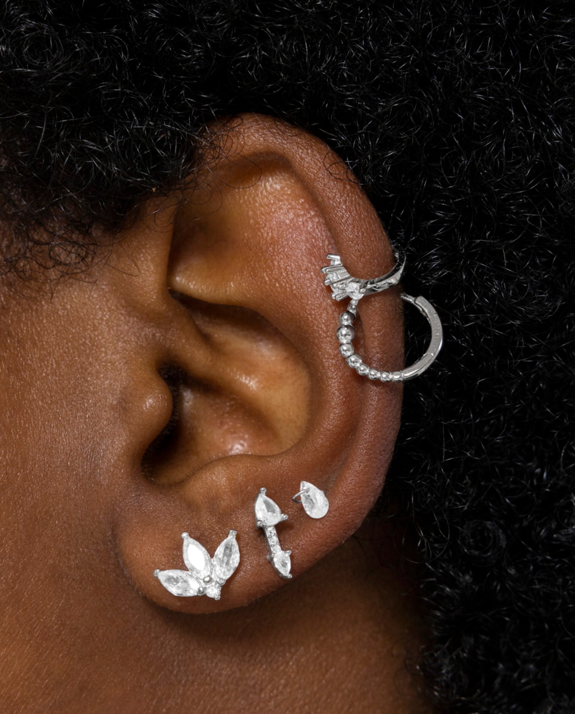 Piercing Personalizável de Prata de Lei 925 com Acabamento em Ródio e Zirconita Brilhante Branco-3