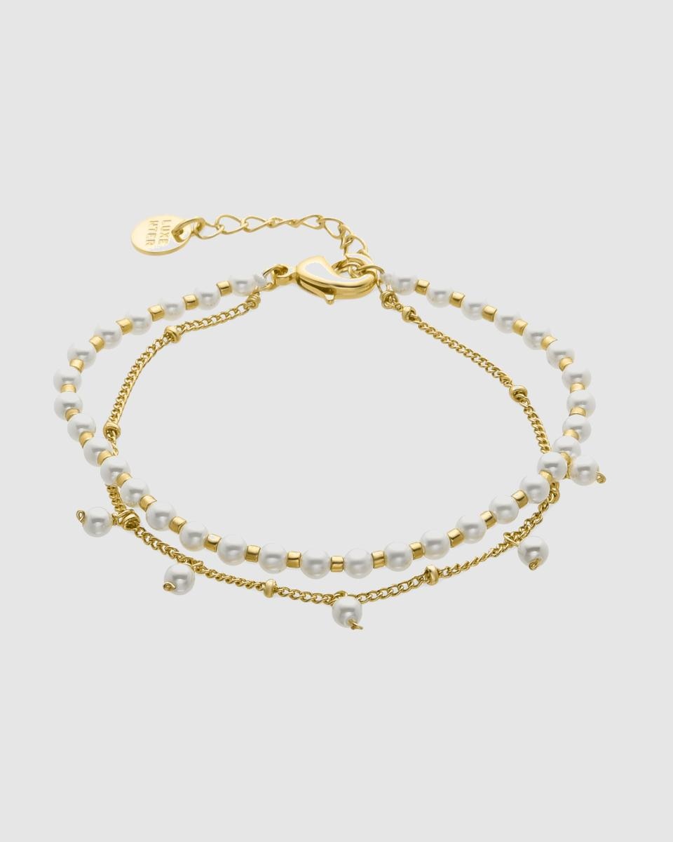 Imagem 0 de Pulseira com Charms Boho Acabada em Ouro Amarelo de 18 Quilates com Pérola Branca
