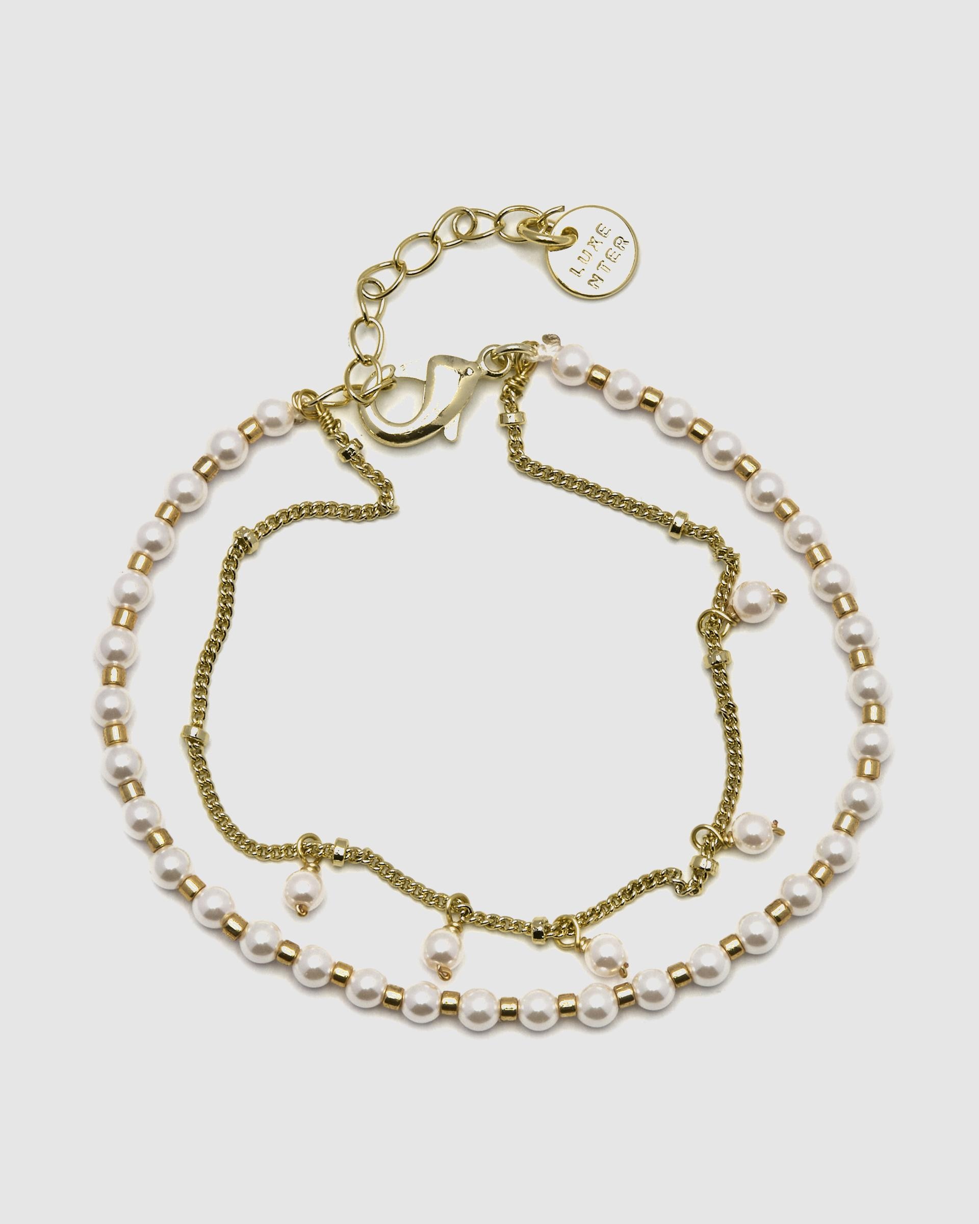 Pulseira com Charms Boho Acabada em Ouro Amarelo de 18 Quilates com Pérola Branca Branco-3