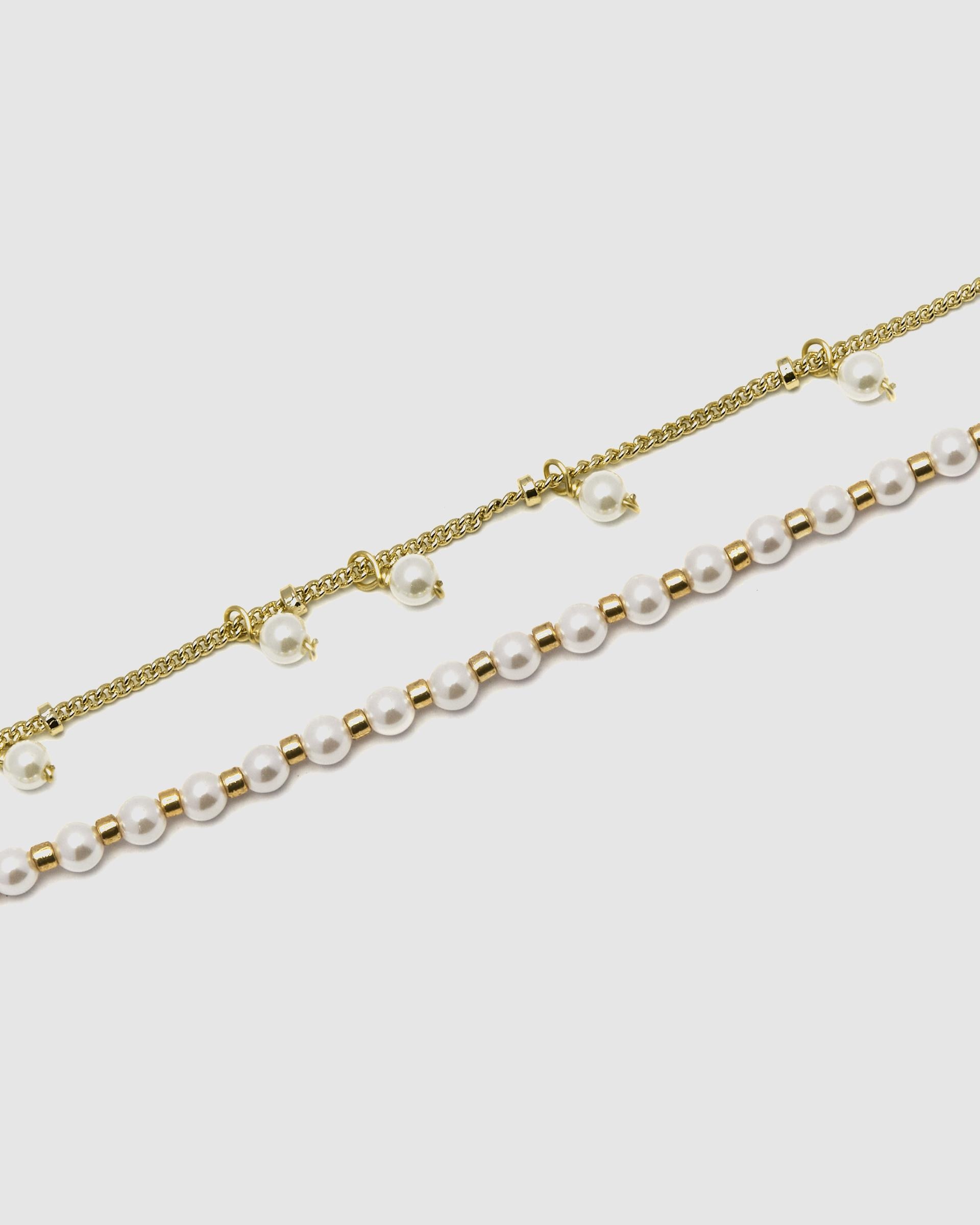 Pulseira com Charms Boho Acabada em Ouro Amarelo de 18 Quilates com Pérola Branca Branco-6