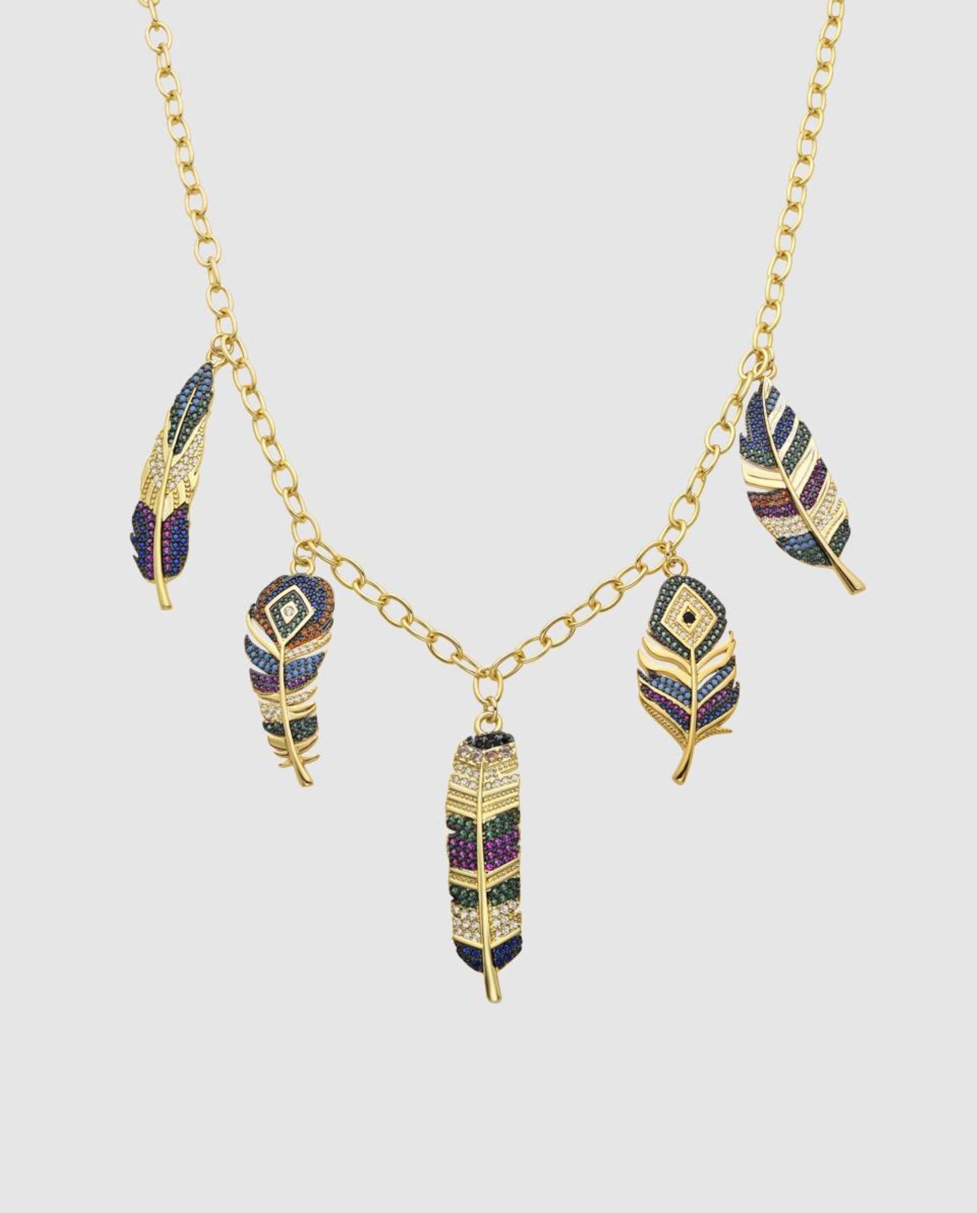 Colar Boho com Acabamento em Ouro Amarelo de 18 Quilates e Zirconita Multicolor Multicolor-1
