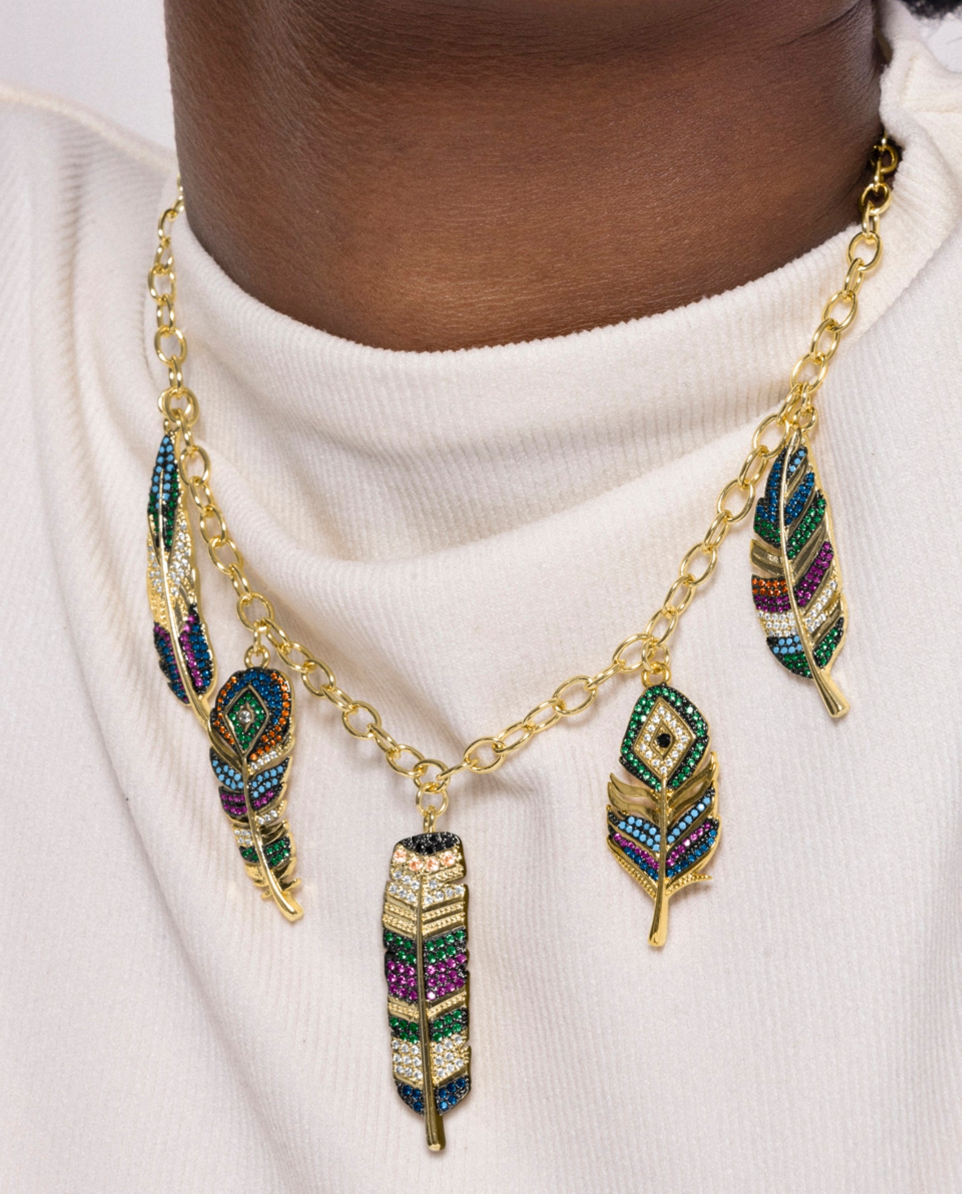 Colar Boho com Acabamento em Ouro Amarelo de 18 Quilates e Zirconita Multicolor Multicolor-3