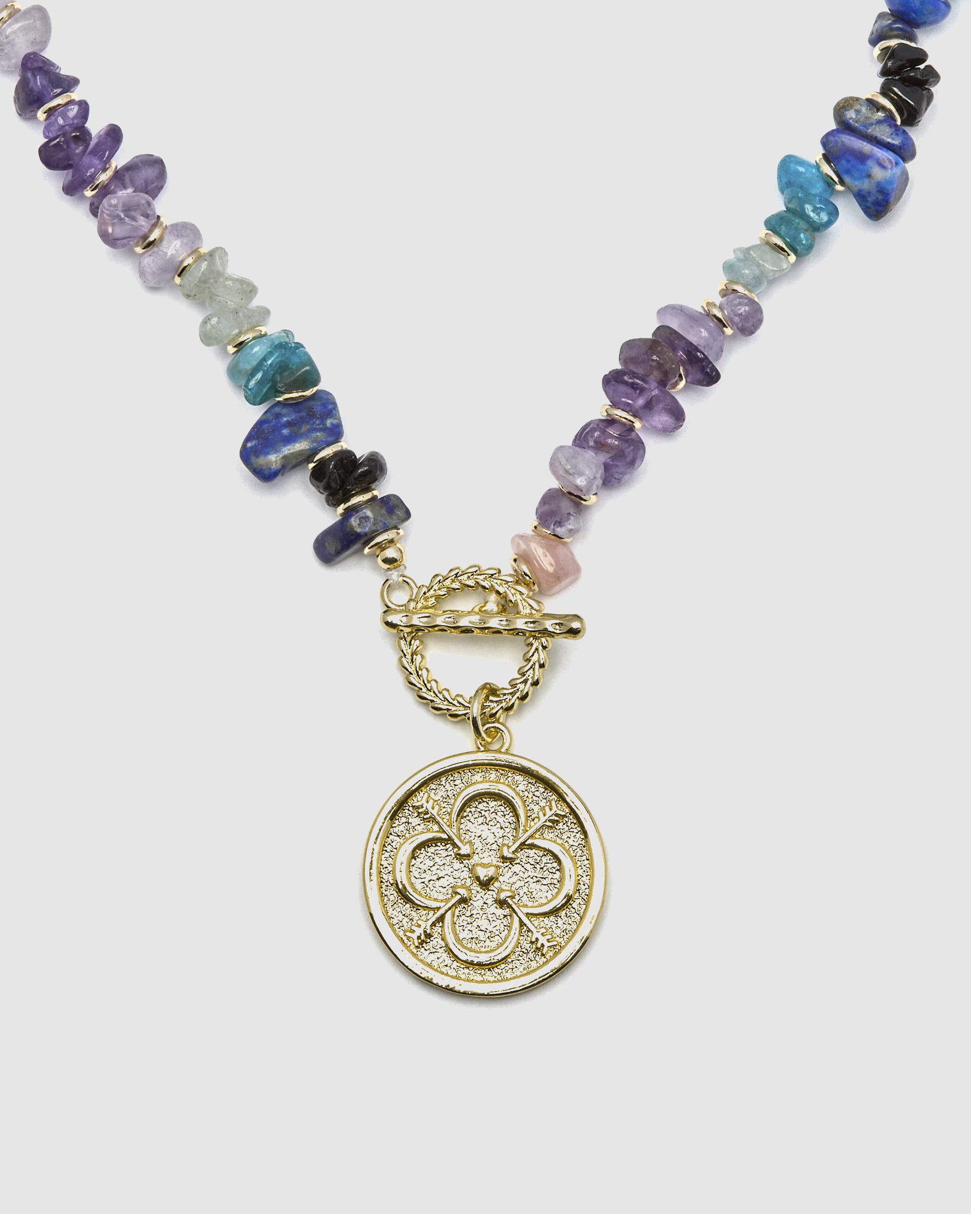 Colar Boho com Acabamento em Ouro Amarelo de 18 Quilates Fluorita Verde-1