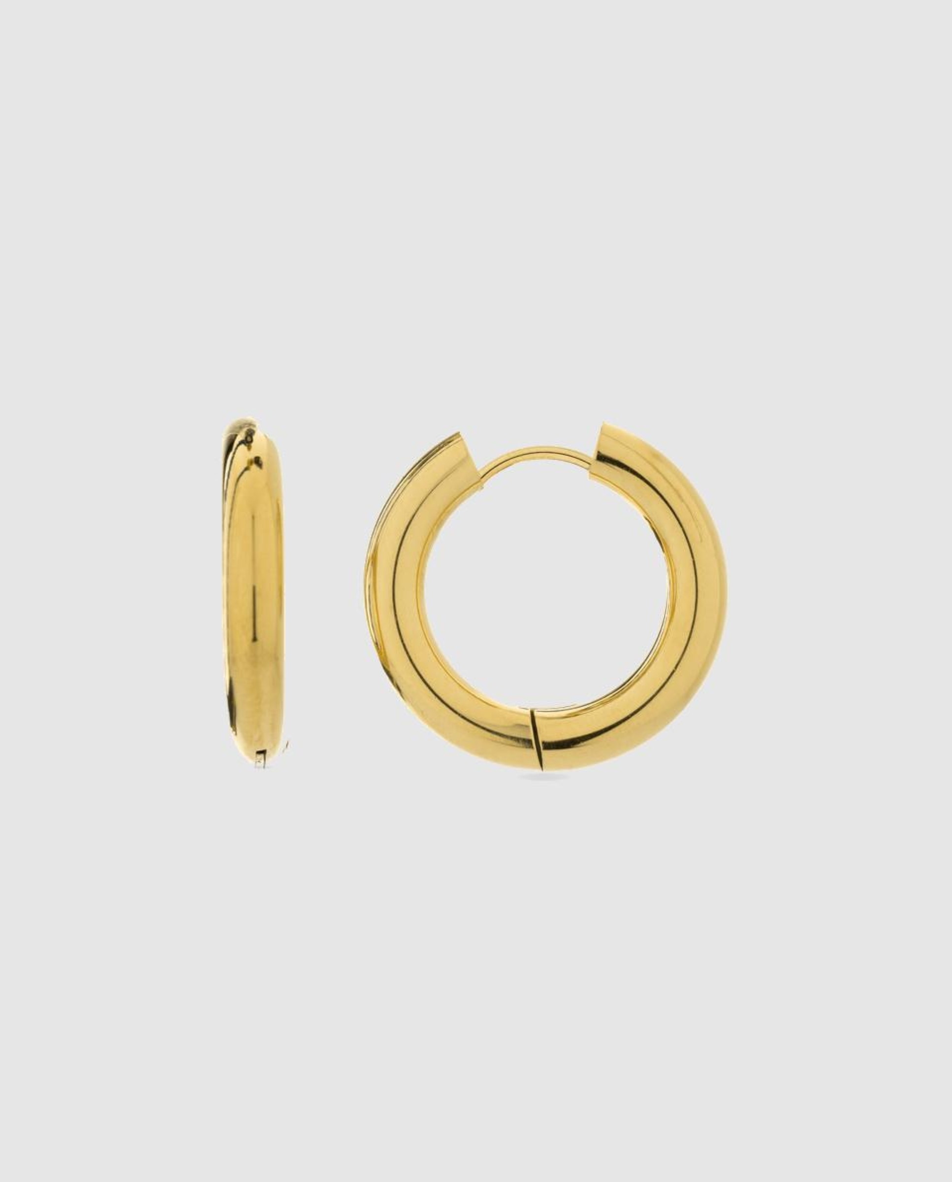 Brincos de Argola Essential de Aço com Acabamentos em Ouro Amarelo de 18 Quilates Ouro-1