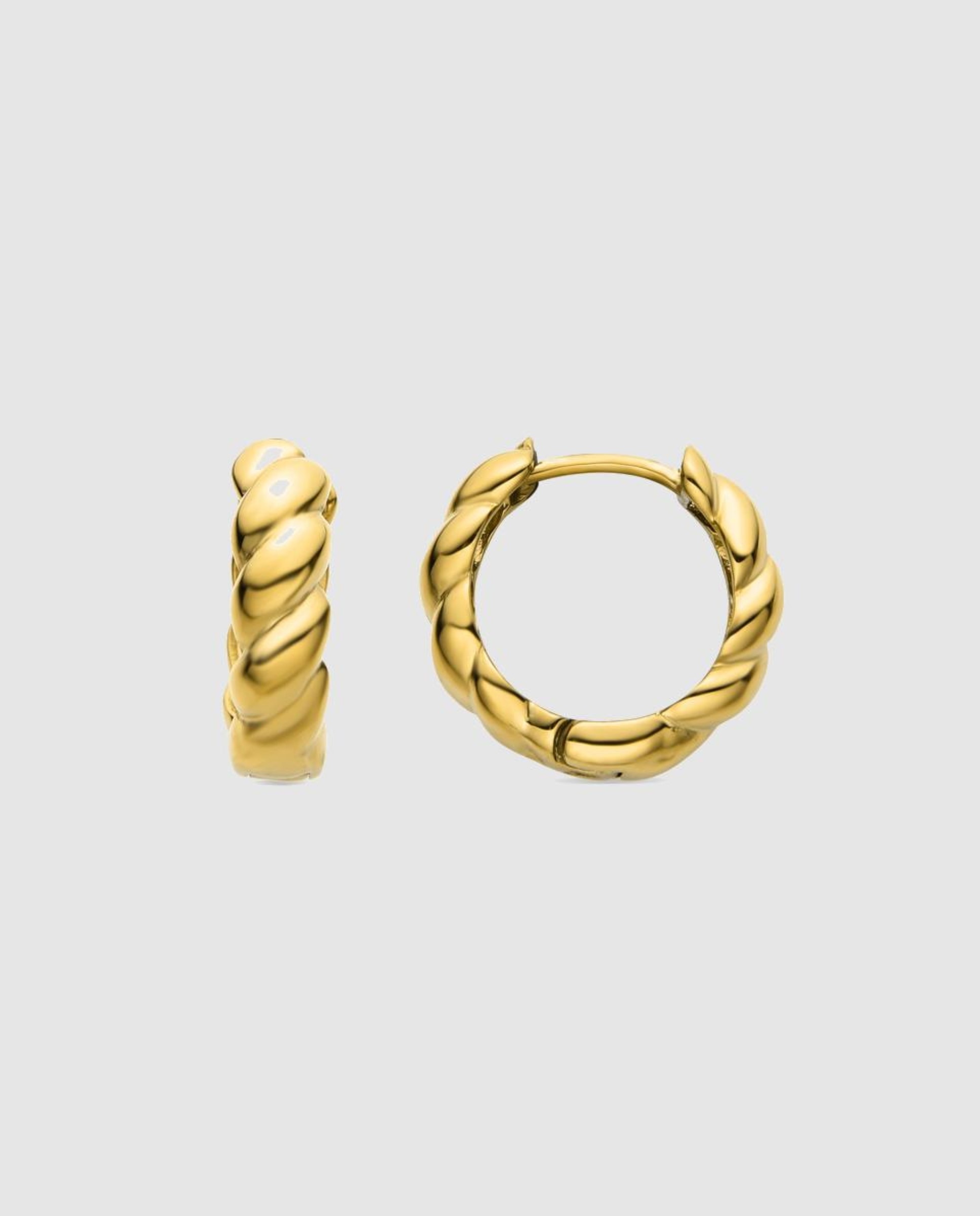 Brincos de Aro Essential de Aço com Acabamentos em Ouro Amarelo de 18 Quilates Ouro-1