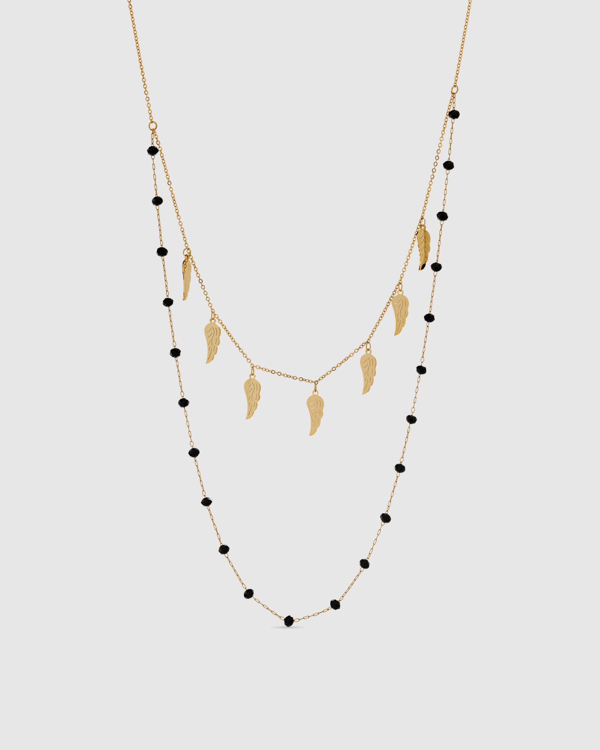 Colar Boho de Aço com Acabamento em Ouro Amarelo de 18 Quilates e Ónix Ouro-1