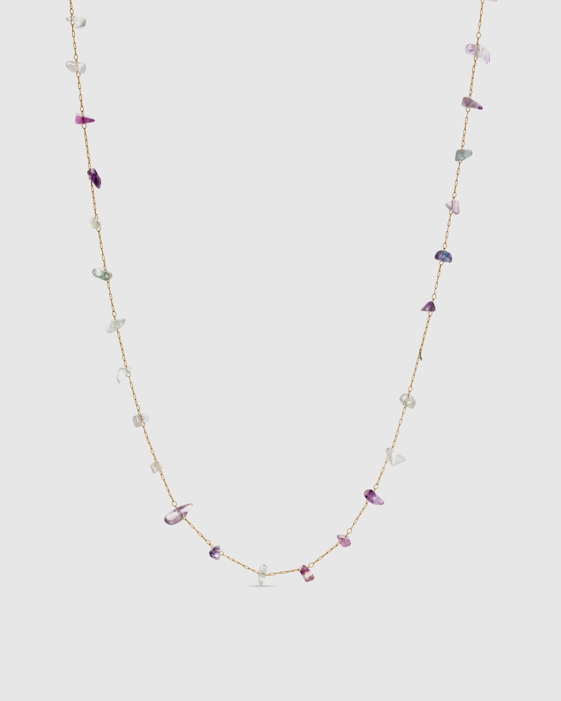 Colar Boho de Aço com Acabamento em Ouro Amarelo de 18 Quilates com Pedra Natural Multicolor Ouro-1