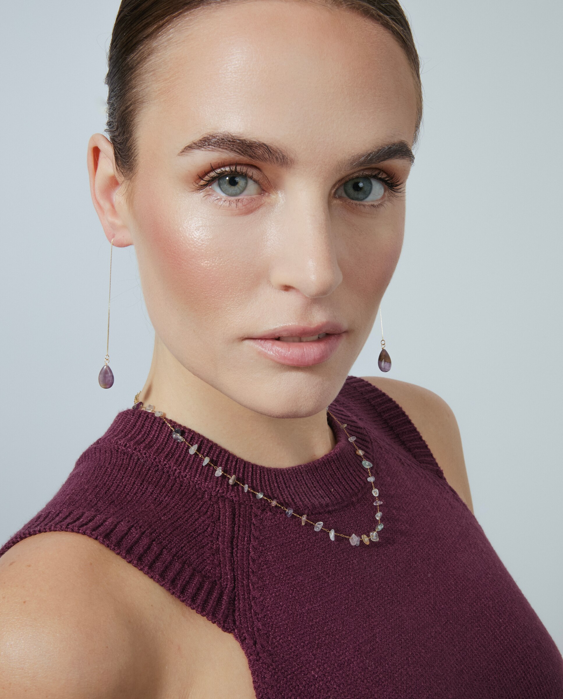 Colar Boho de Aço com Acabamento em Ouro Amarelo de 18 Quilates com Pedra Natural Multicolor Ouro-4