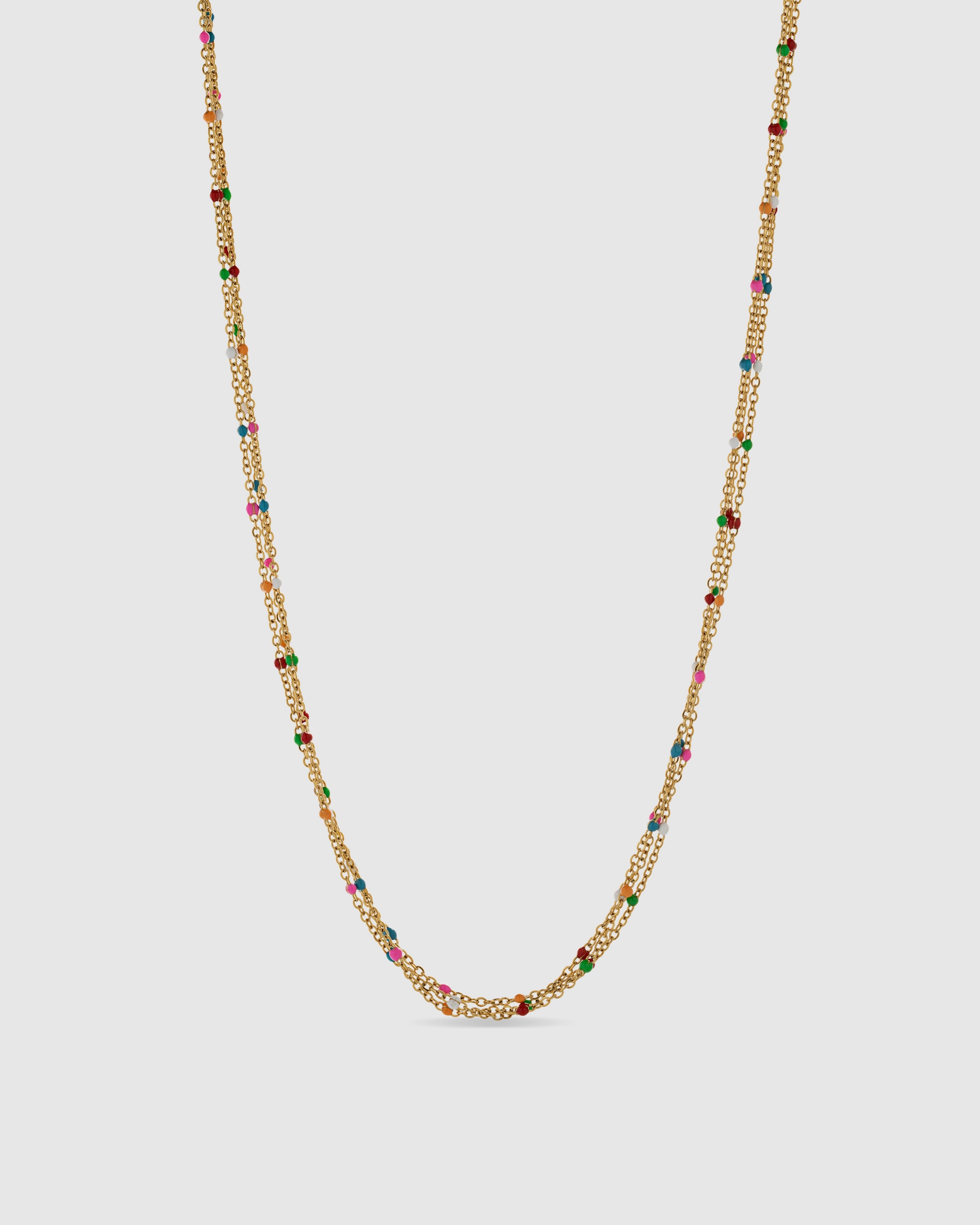 Colar Boho de Aço com Acabamento em Ouro Amarelo de 18 Quilates com Lacado Multicolor Ouro-1