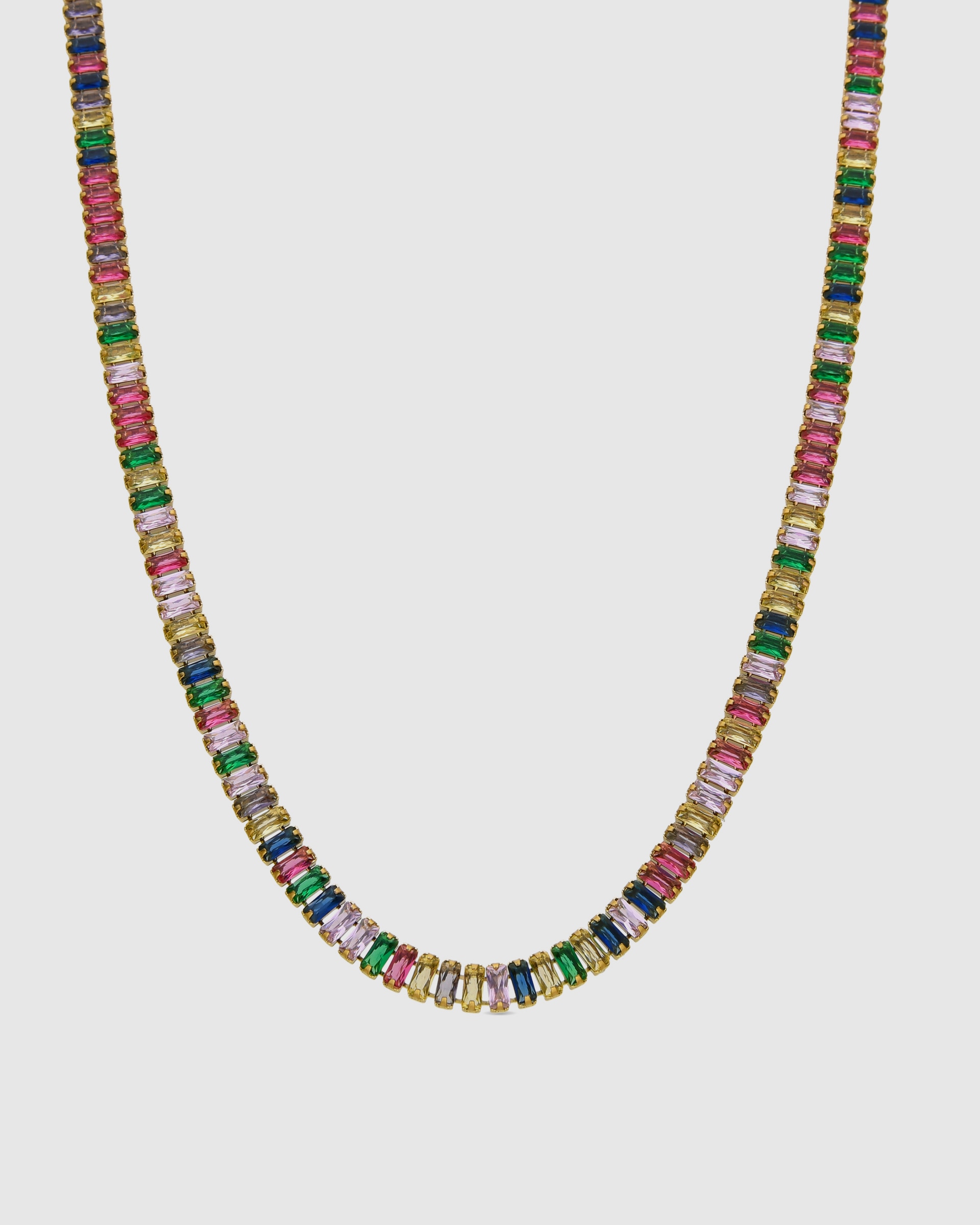 Colar África de Aço com Acabamento em Ouro de 18 Quilates e Zirconita Multicolor Multicolor-1