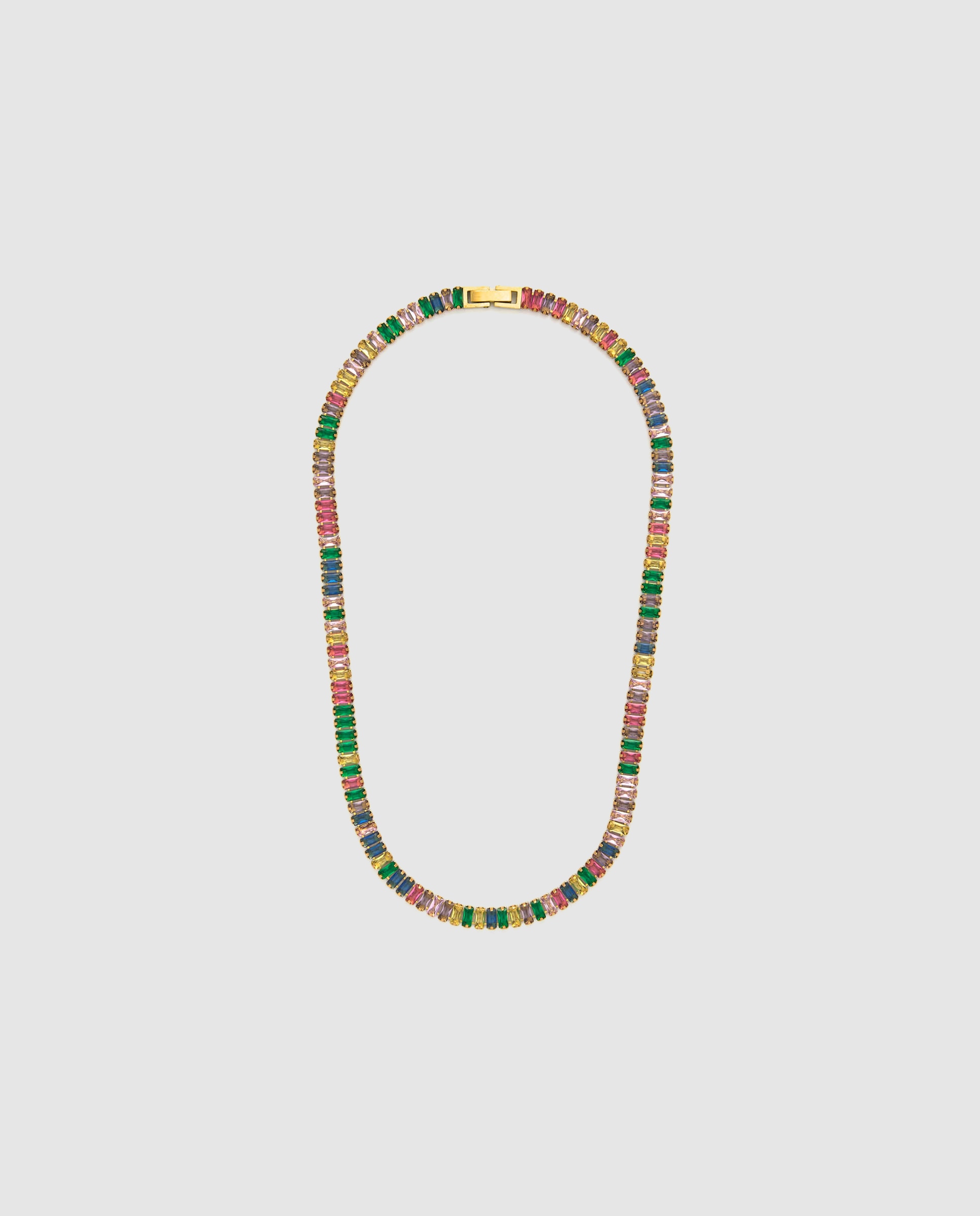Colar África de Aço com Acabamento em Ouro de 18 Quilates e Zirconita Multicolor Multicolor-3