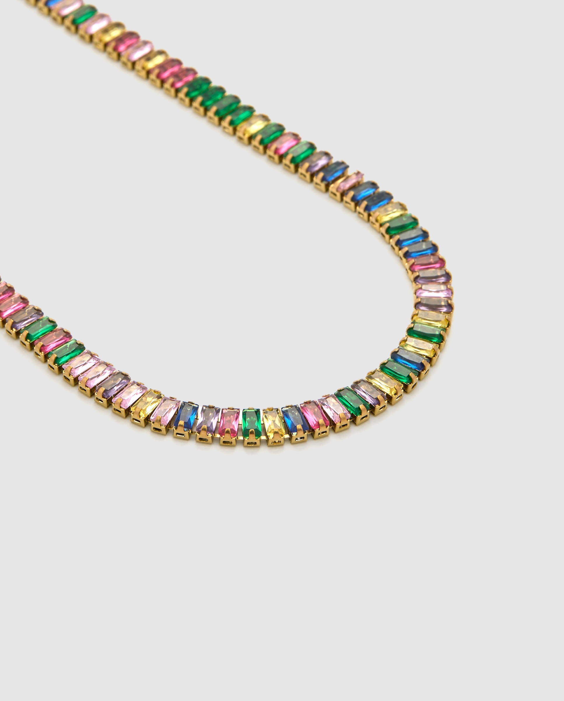 Colar África de Aço com Acabamento em Ouro de 18 Quilates e Zirconita Multicolor Multicolor-6