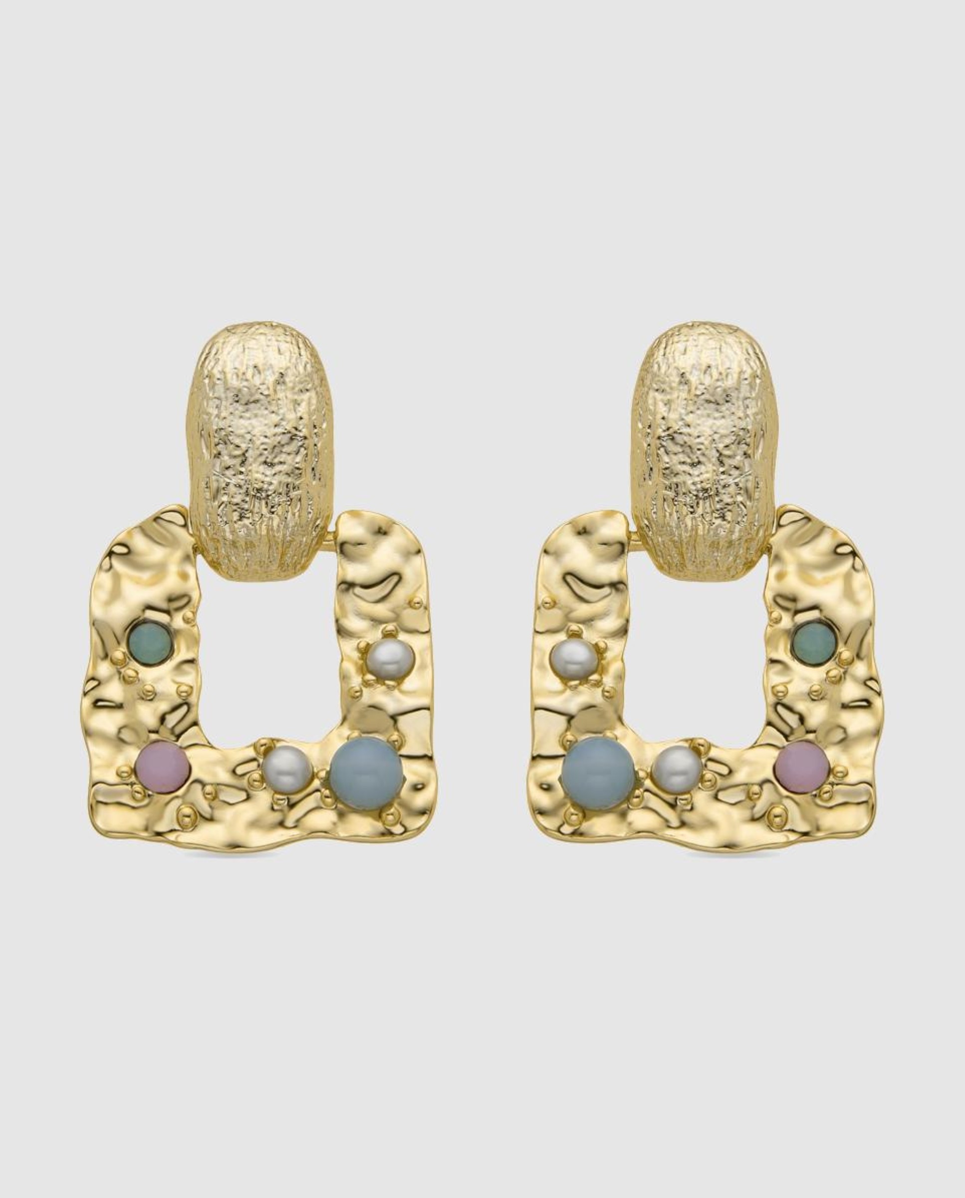 Brincos África com Acabamentos em Ouro Amarelo de 18 Quilates Multicolor-1