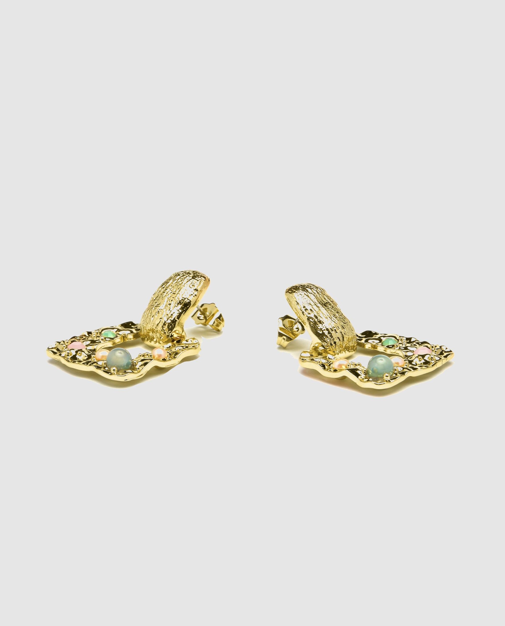 Brincos África com Acabamentos em Ouro Amarelo de 18 Quilates Multicolor-5