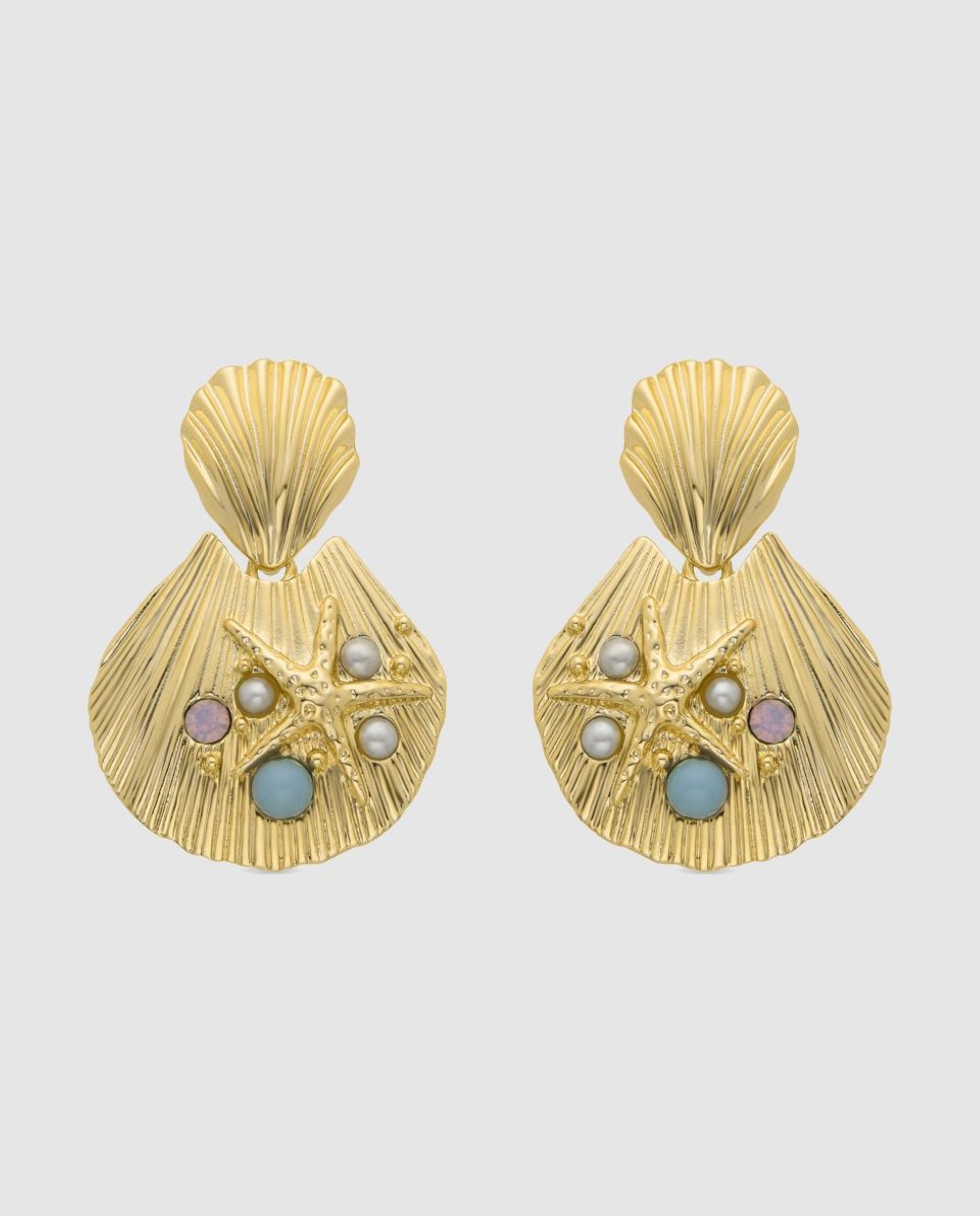 Brincos África com Acabamentos em Ouro Amarelo de 18 Quilates e Cristal Multicolor Multicolor-1