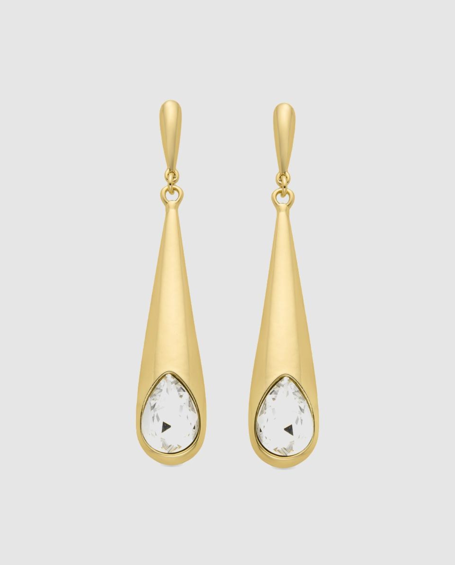 Brincos África Acabados em Ouro Amarelo de 18 Quilates com Zirconita Brilhante Branco-1