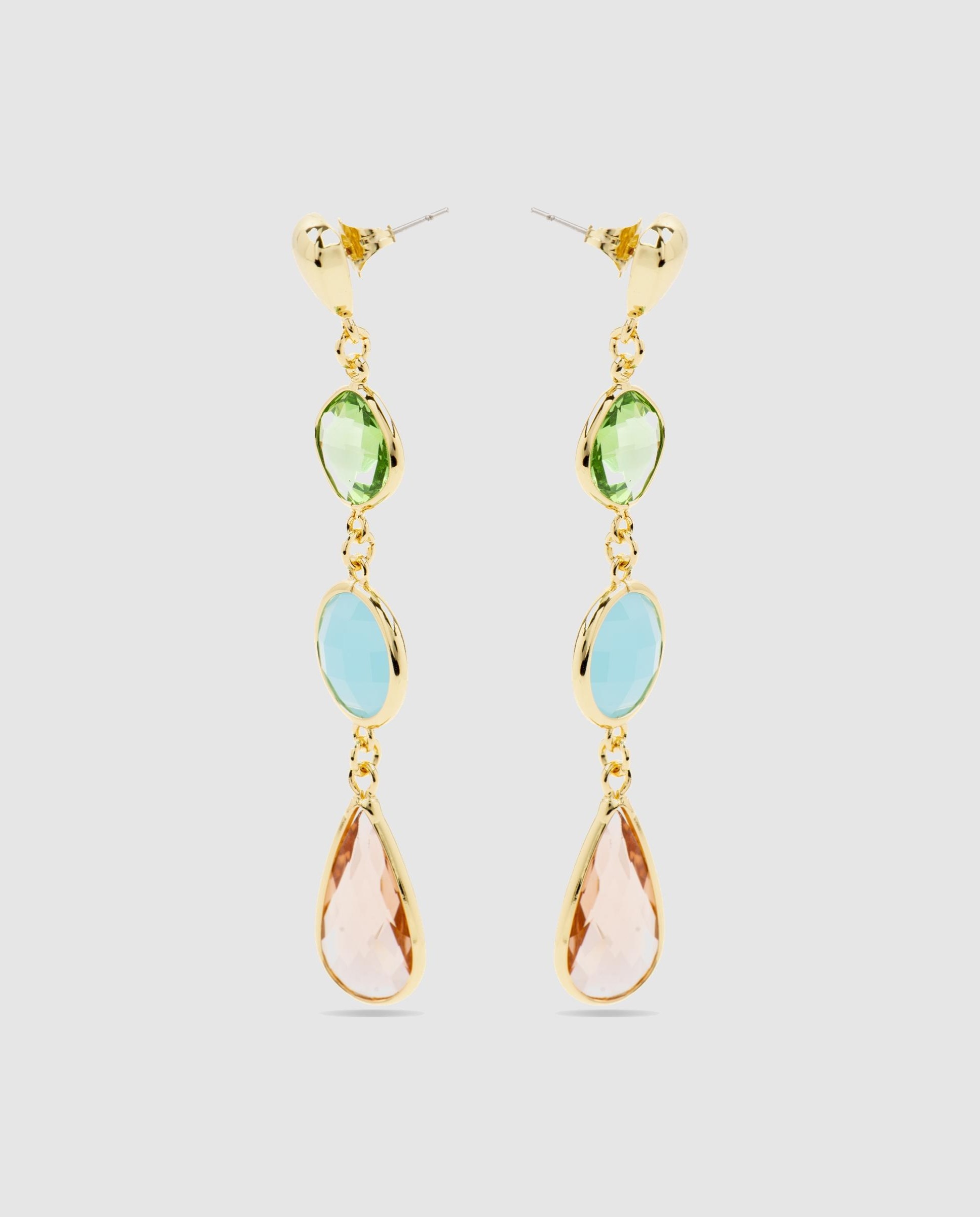Brincos África com Acabamentos em Ouro Amarelo de 18 Quilates Multicolor-3