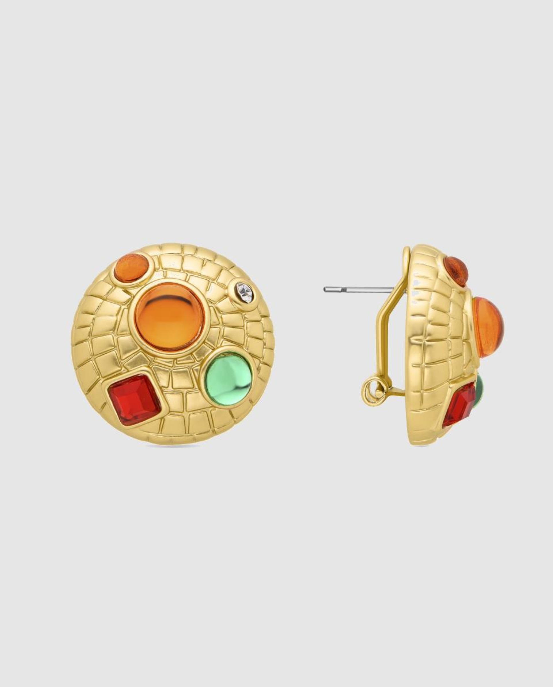 Brincos África com Acabamentos em Ouro Amarelo de 18 Quilates Multicolor-1