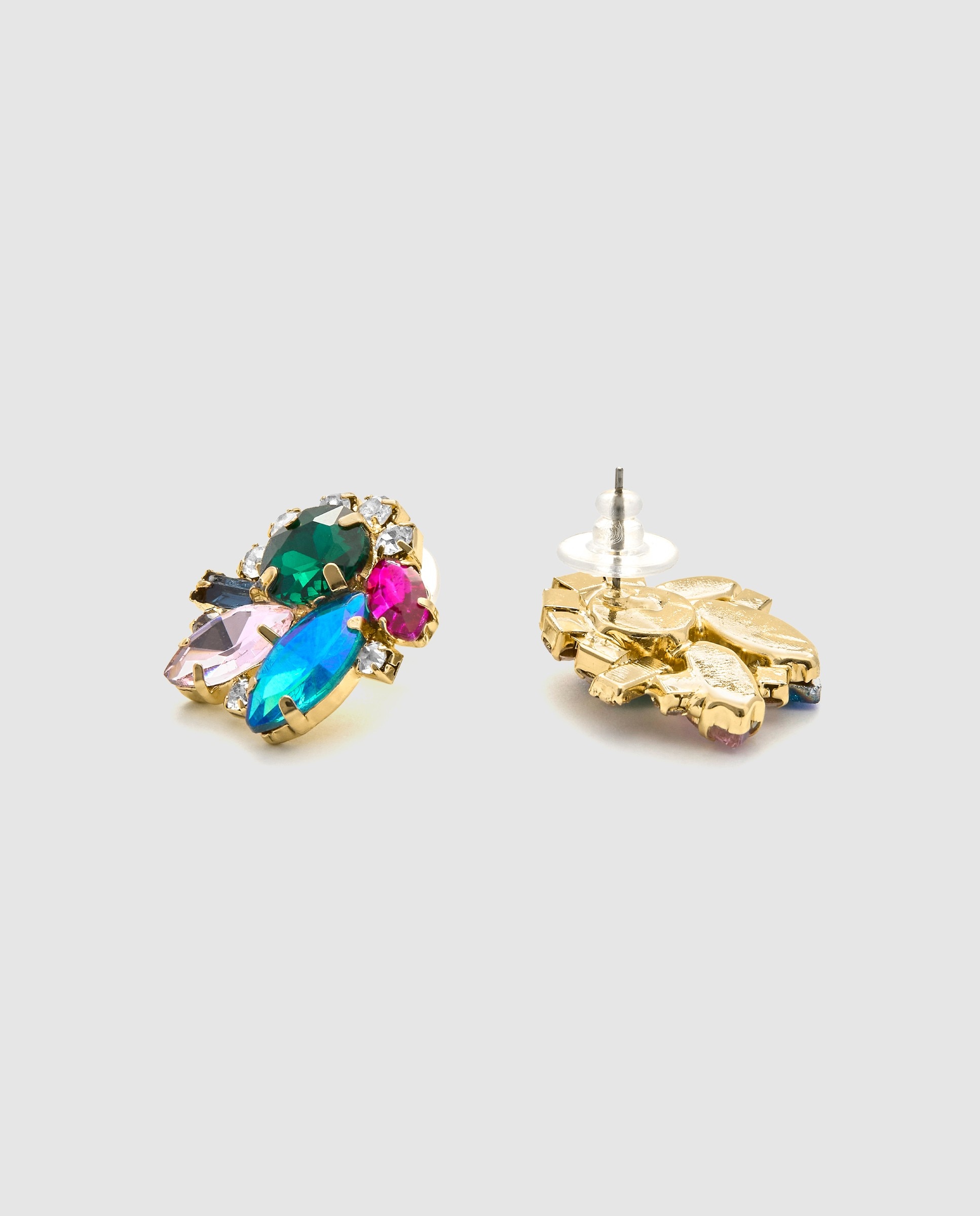 Brincos África Acabados em Ouro Amarelo 18 Quilates com Cristal Azul Azul-5