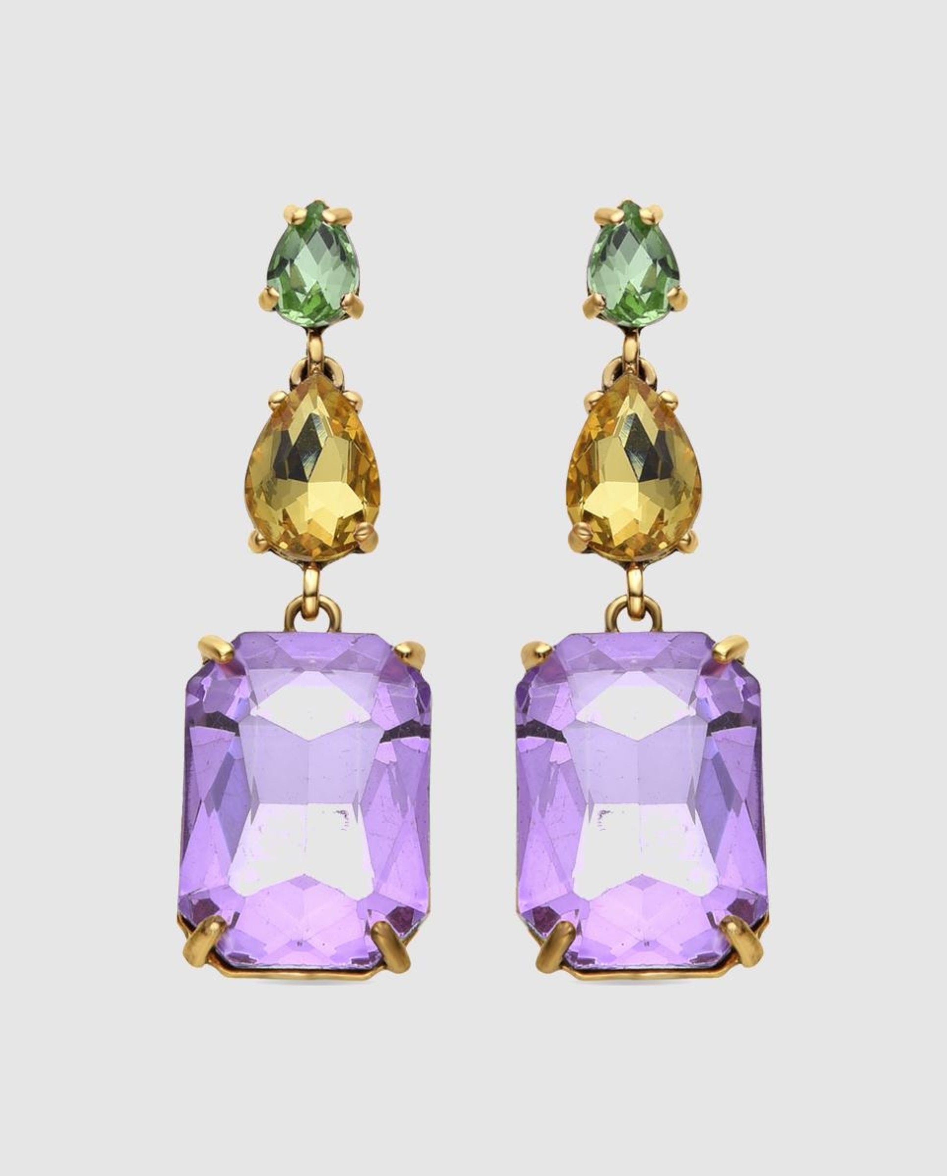 Imagem 0 de Brincos África com Acabamentos em Ouro Amarelo de 18 Quilates e Cristal Roxo