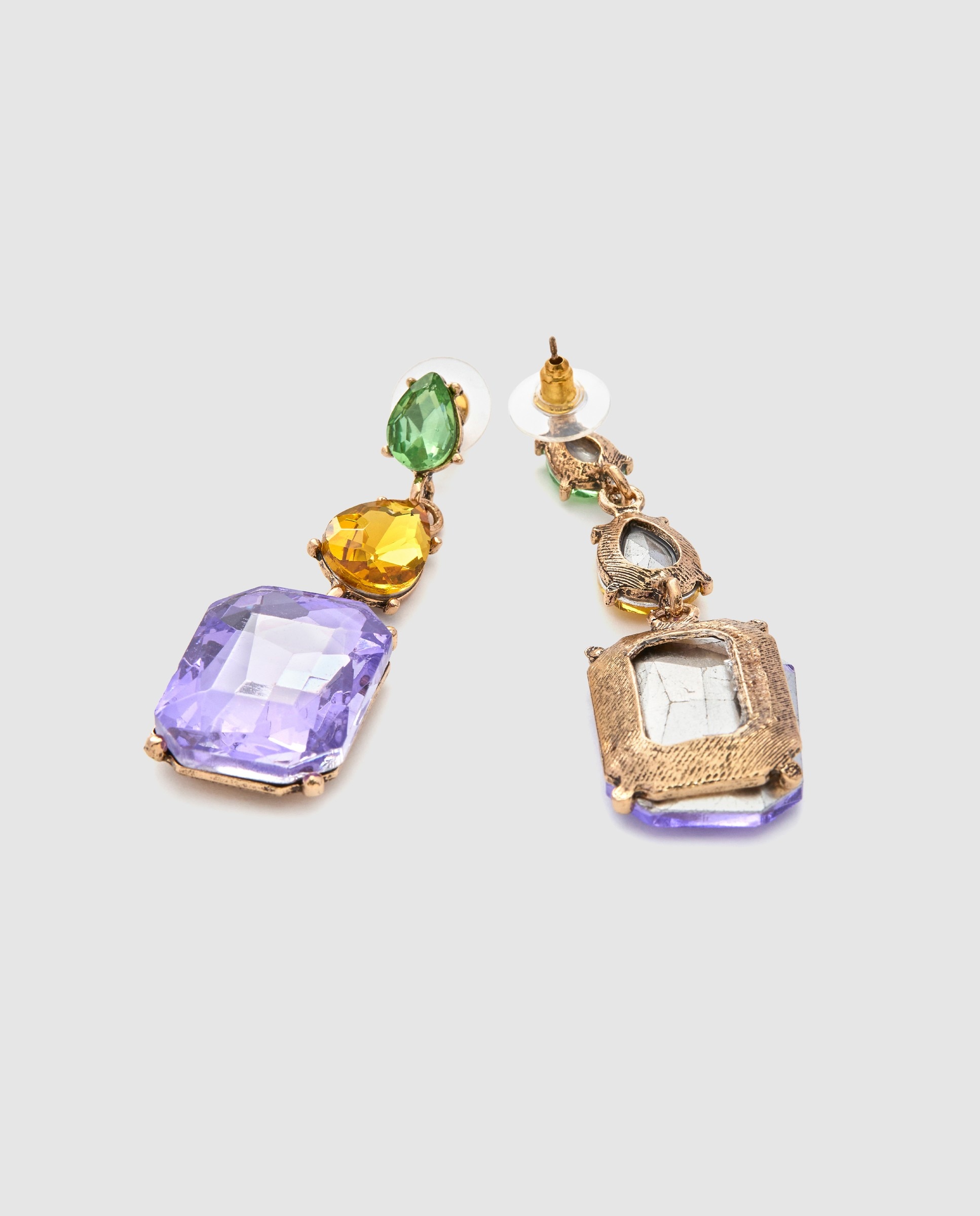 Brincos África com Acabamentos em Ouro Amarelo de 18 Quilates e Cristal Roxo Roxo-6