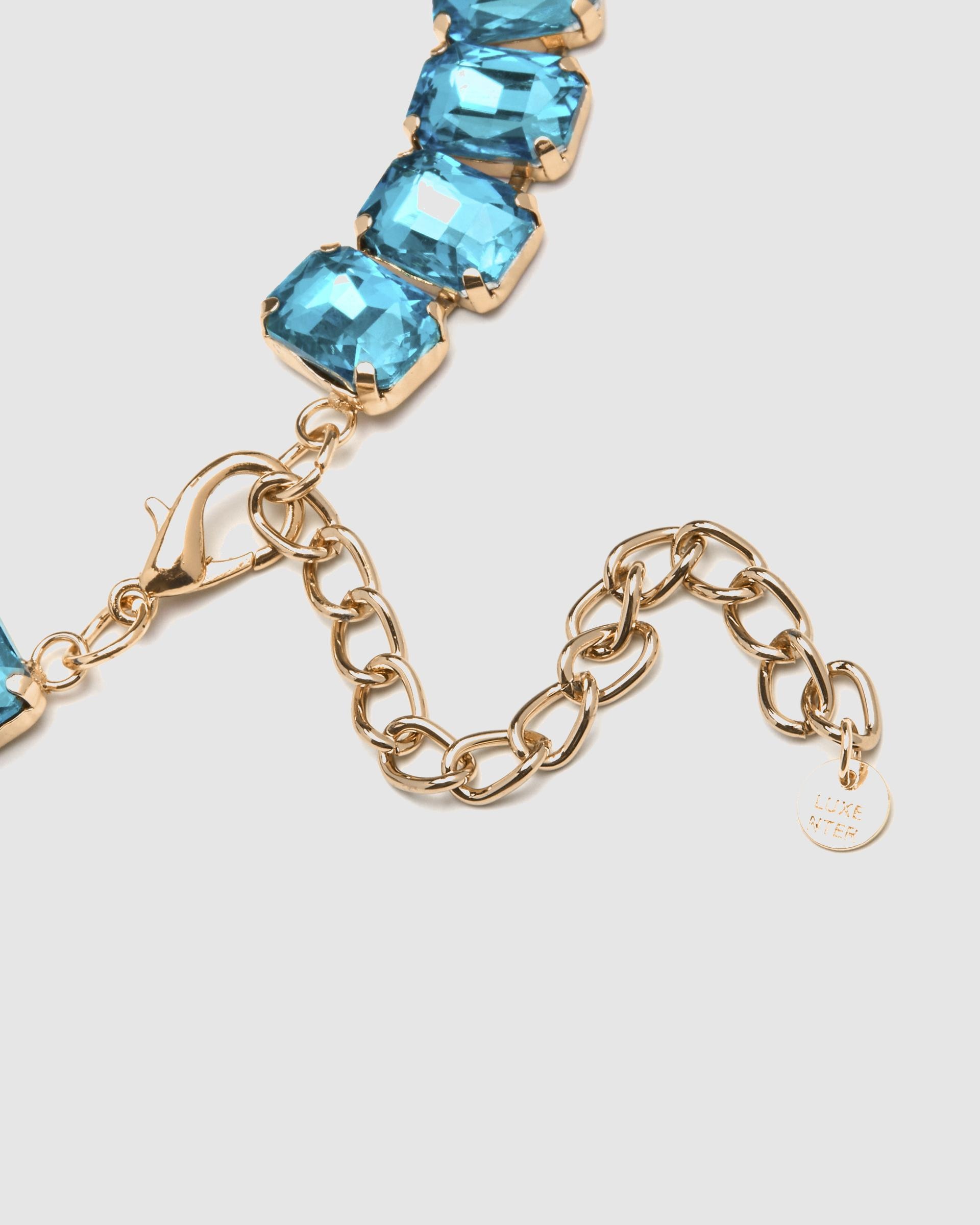 Colar África com Acabamento em Ouro Amarelo de 18 Quilates e Cristal Azul Azul / Amarelo-5