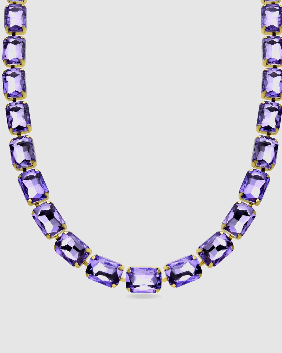 Imagem 0 de Colar Africa com Acabamento em Ouro Amarelo de 18k e Cristal Roxo